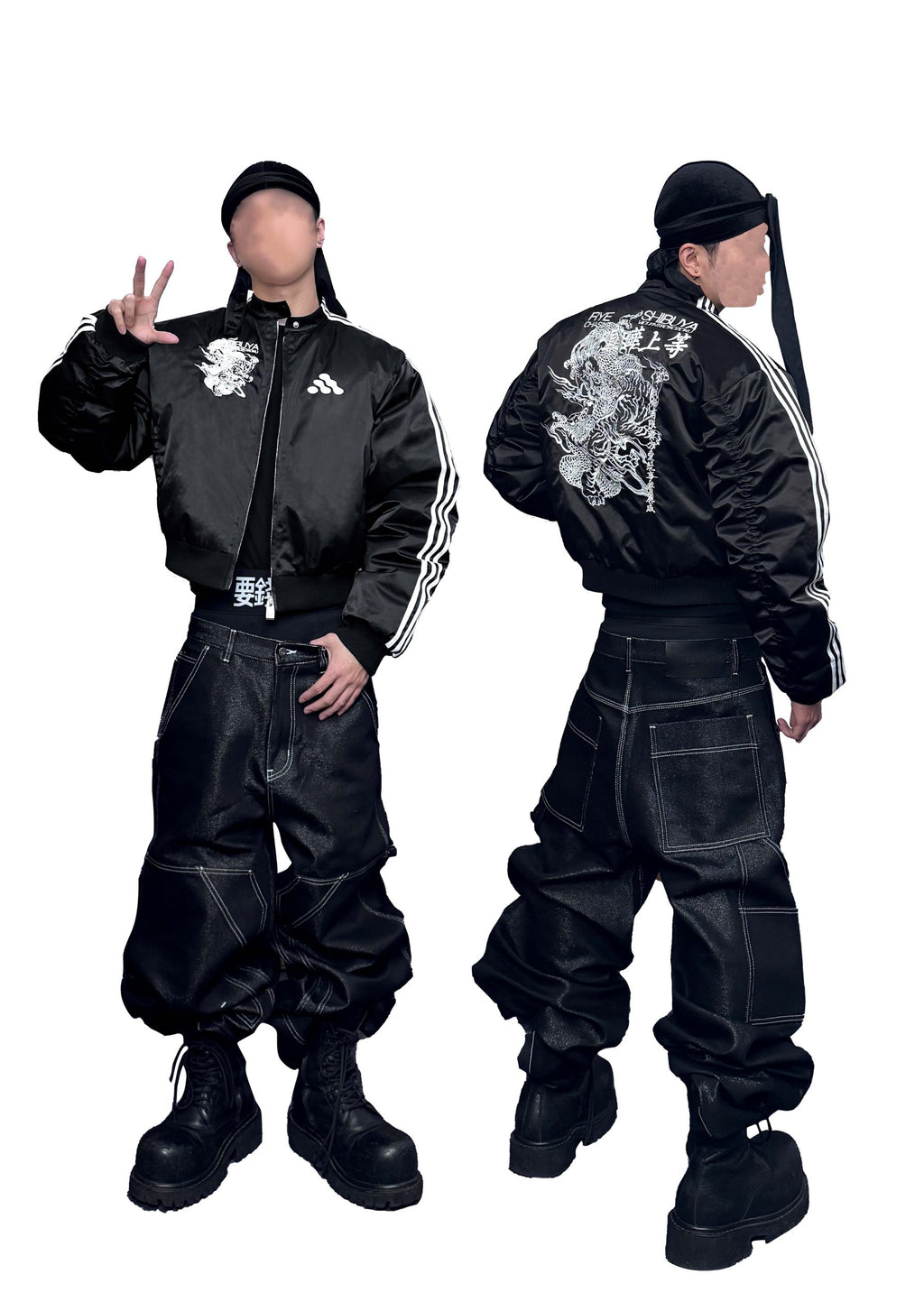 *RYE CHASIN「喧嘩上等」"THE HARDEST HITTER" SATIN 3X STRIPE YOKOSUKA PUFFER BOMBER