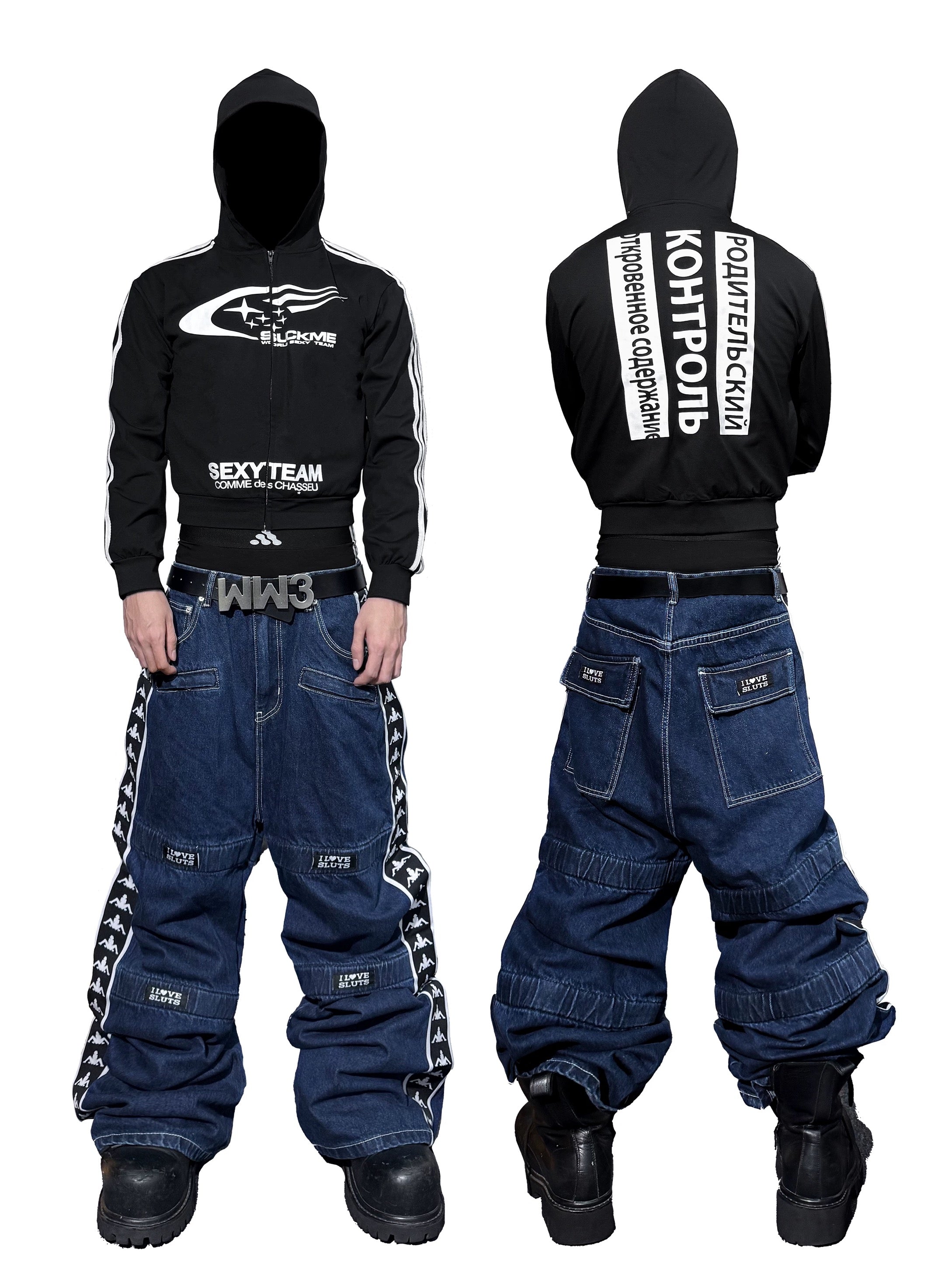 *RYECHASIN  “L♥VE SLUTS” 90s“*KAPPA BOOTLEG” JEANS