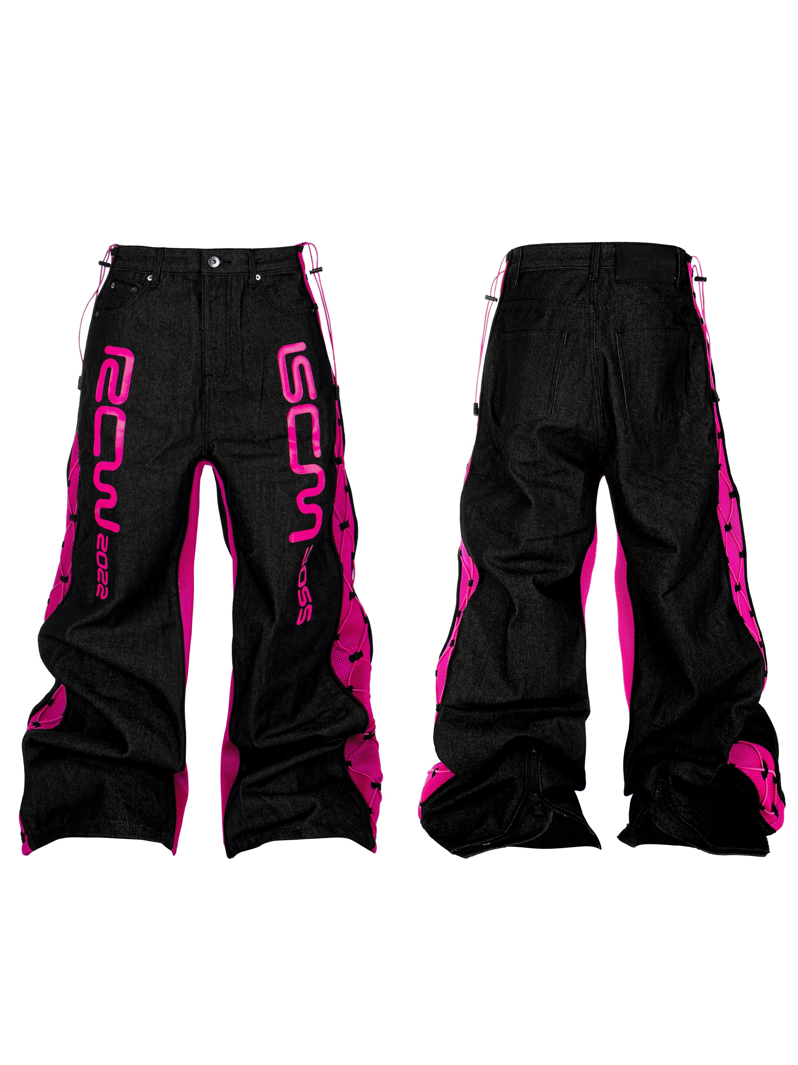 *RYE CHASIN *RACING RED/PINK JEANS RAW DENIM