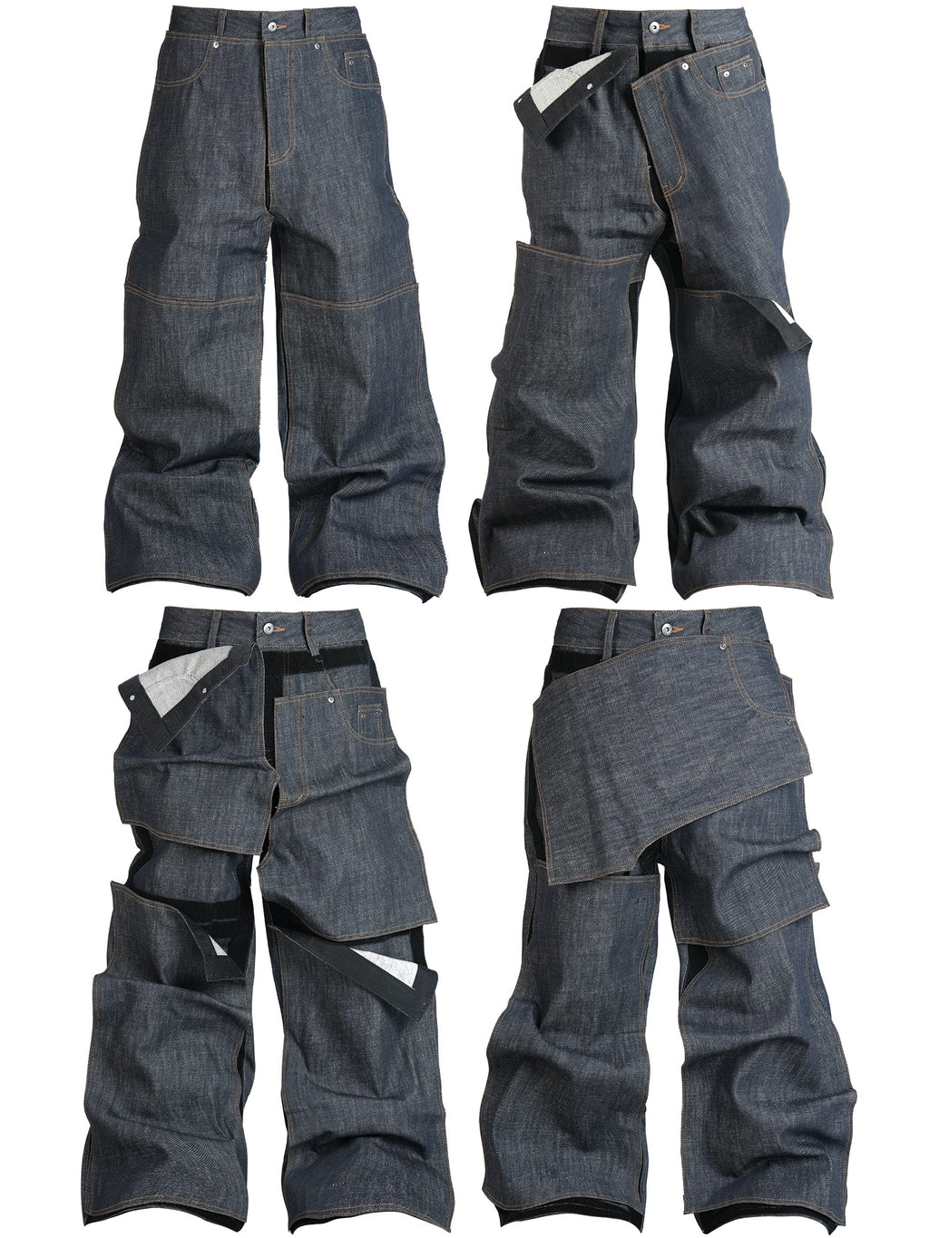 *RYECHASIN PEEL-OFF PANT PIECE RAW UNSLAKED RAW COW JEANS IN ORIGINAL COLOR