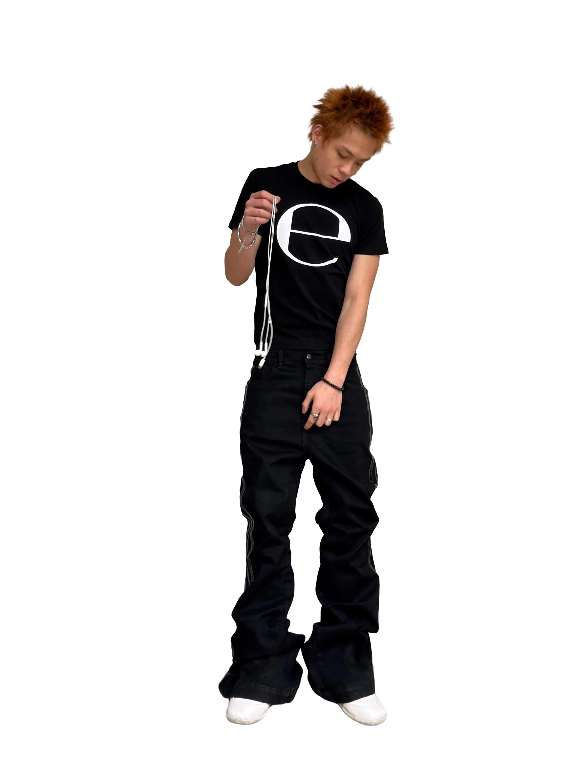 *RYE CHASIN PATENT LEATHER STRIPE BOOTCUT DENIM