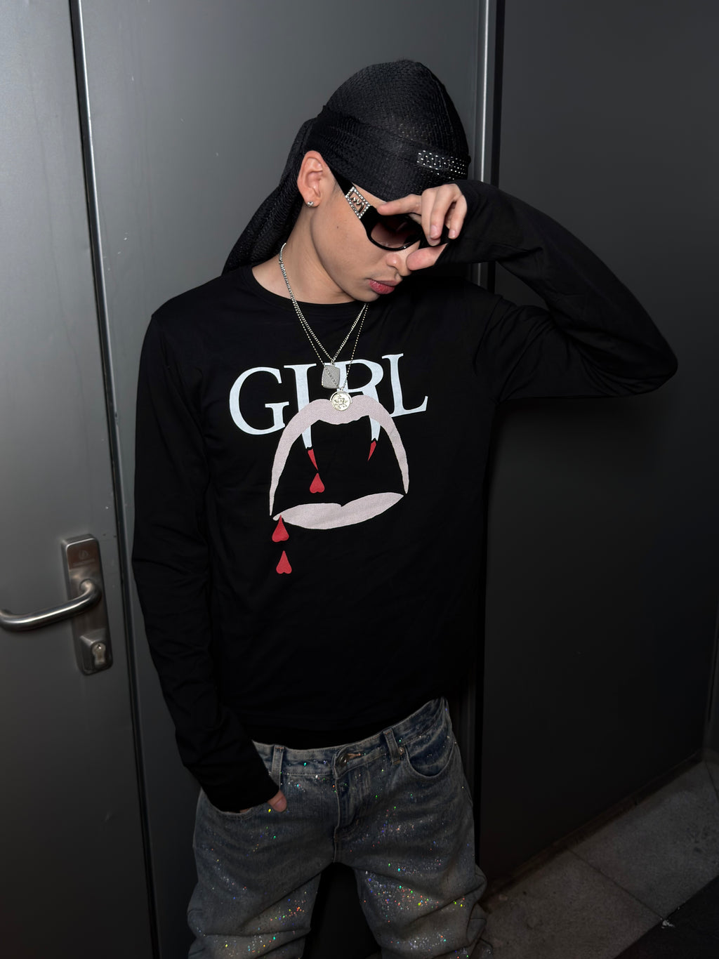 *RYE CHASIN  "VAMP GIRL" SLP BOOTLE SLIM LONG SLEEVE TEE