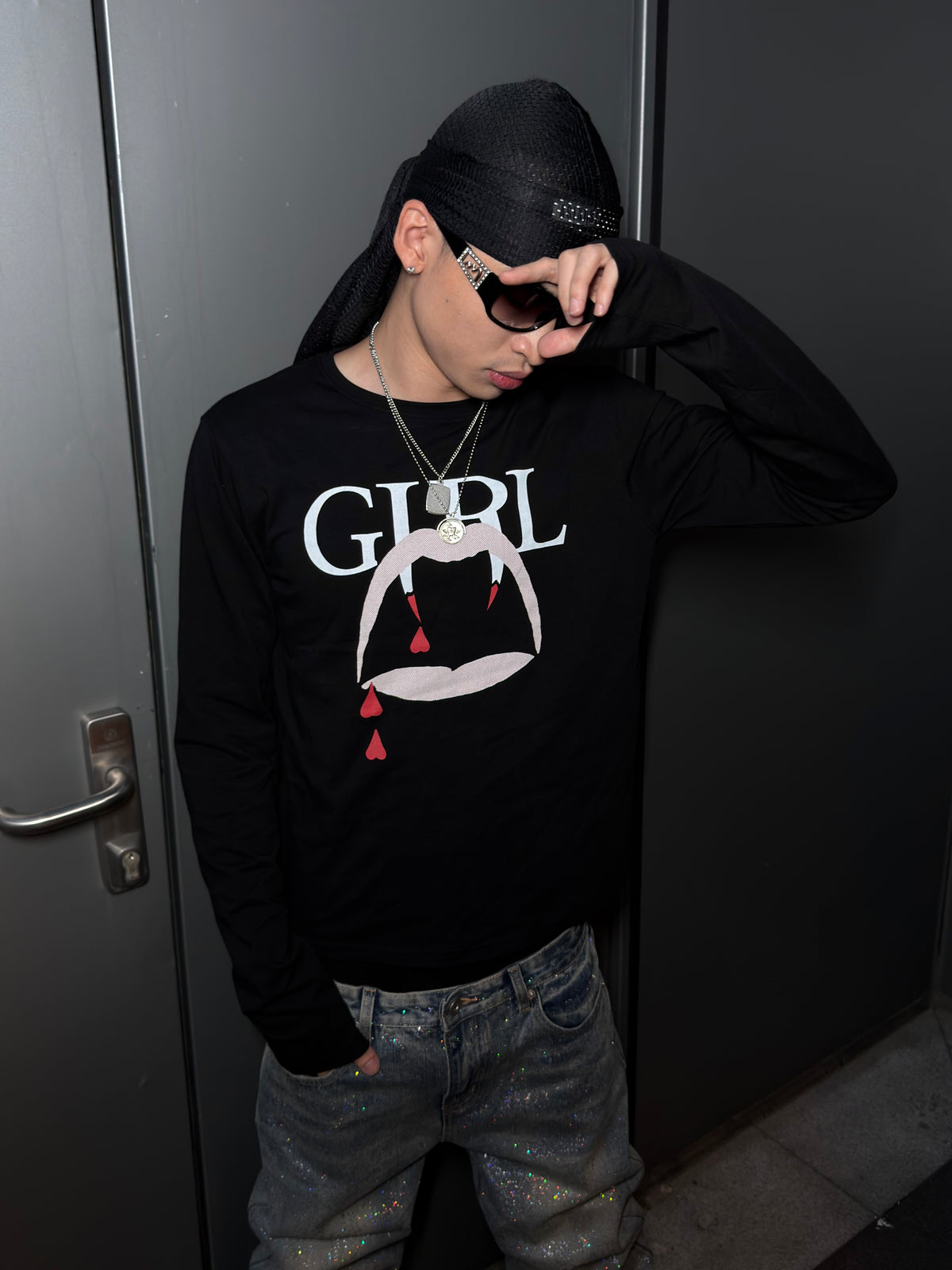 *RYE CHASIN  "VAMP GIRL" SLP BOOTLE SLIM LONG SLEEVE TEE