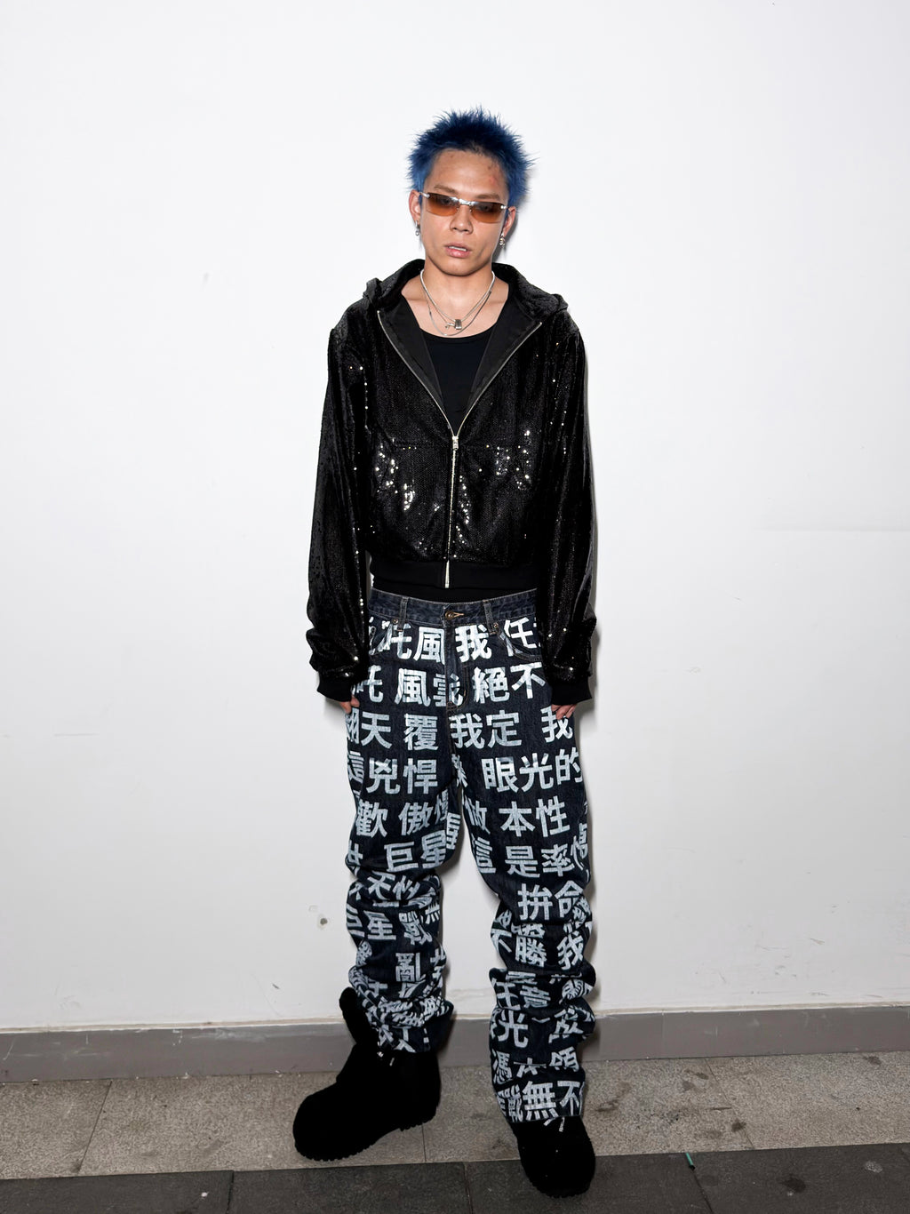 *RYE CHASIN SEQUIN LIQUID METAL SLIM-FIT ZIP-UP HOODIE