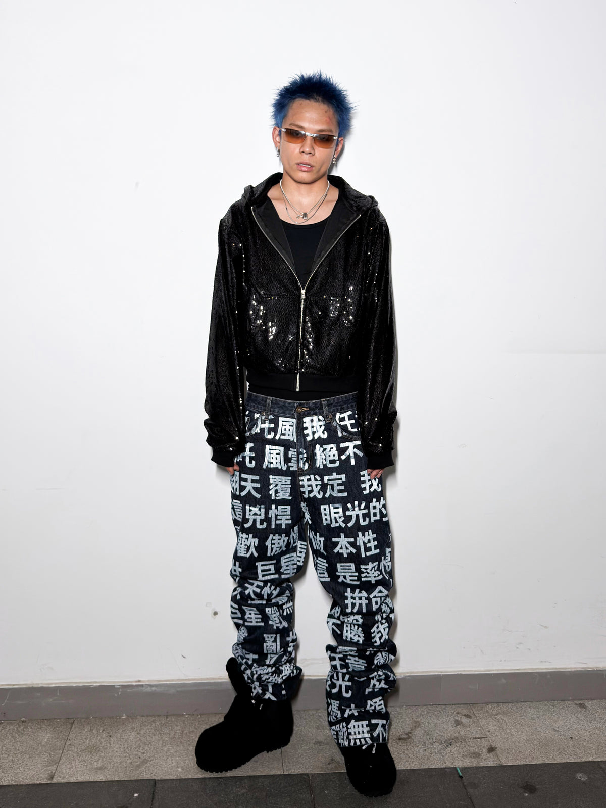 *RYE CHASIN SEQUIN LIQUID METAL SLIM-FIT ZIP-UP HOODIE