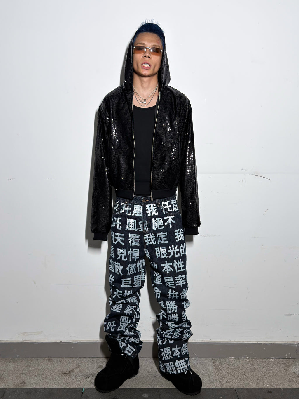 *RYE CHASIN SEQUIN LIQUID METAL SLIM-FIT ZIP-UP HOODIE