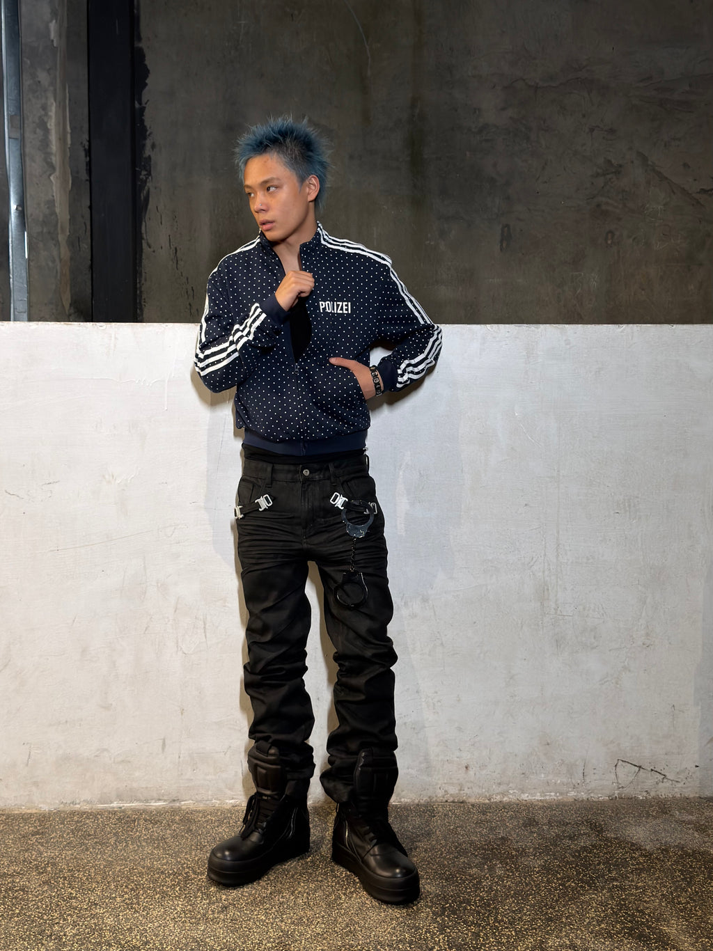*RYE CHASIN 警視厅POLIZEI DOT Y2K ZIP-UP JACKET