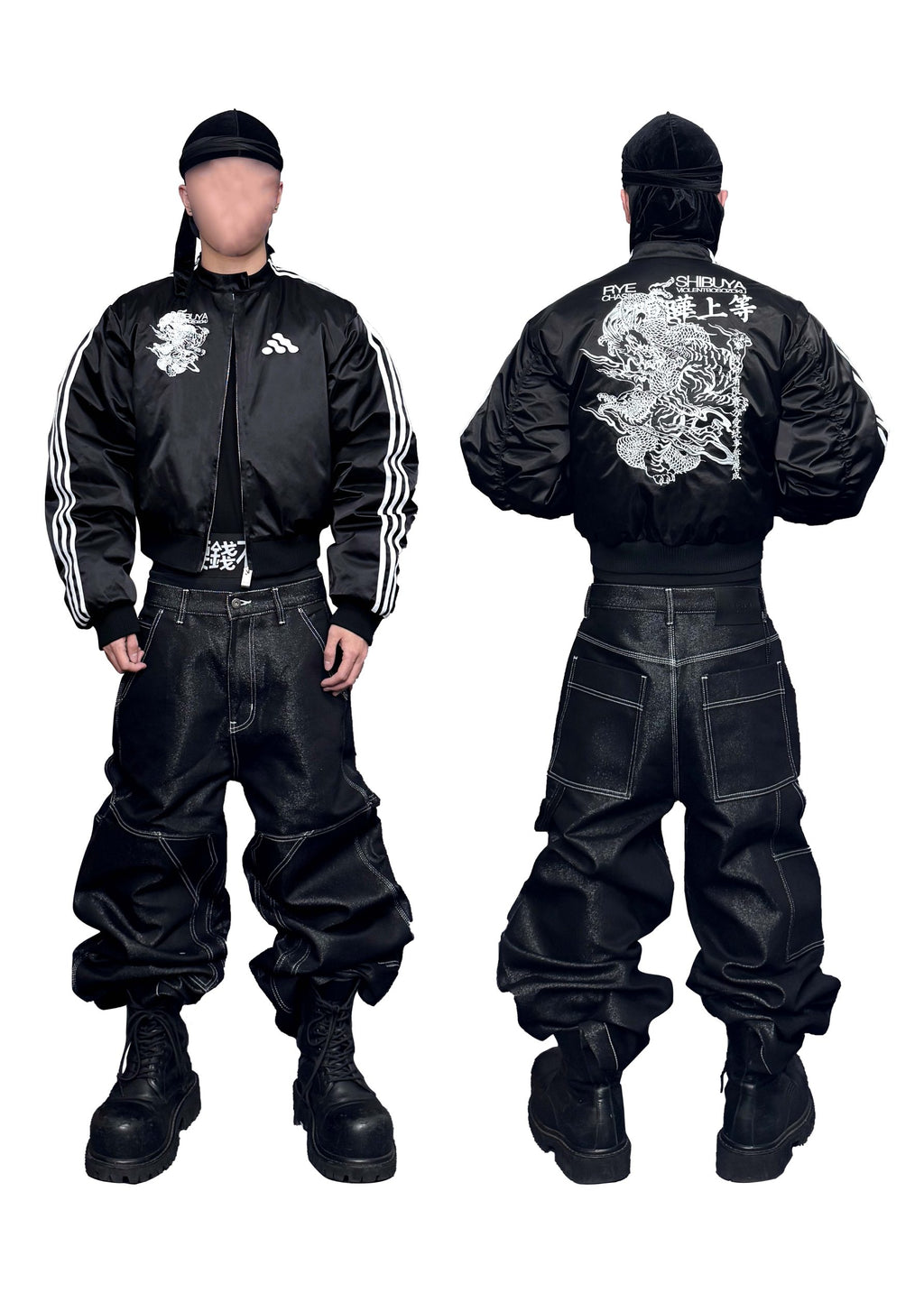 *RYE CHASIN「喧嘩上等」"THE HARDEST HITTER" SATIN 3X STRIPE YOKOSUKA PUFFER BOMBER