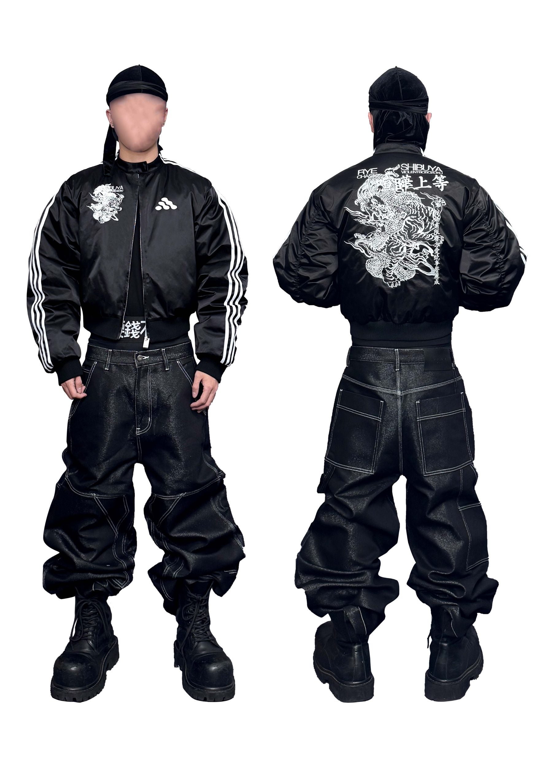 *RYE CHASIN「喧嘩上等」"THE HARDEST HITTER" SATIN 3X STRIPE YOKOSUKA PUFFER BOMBER