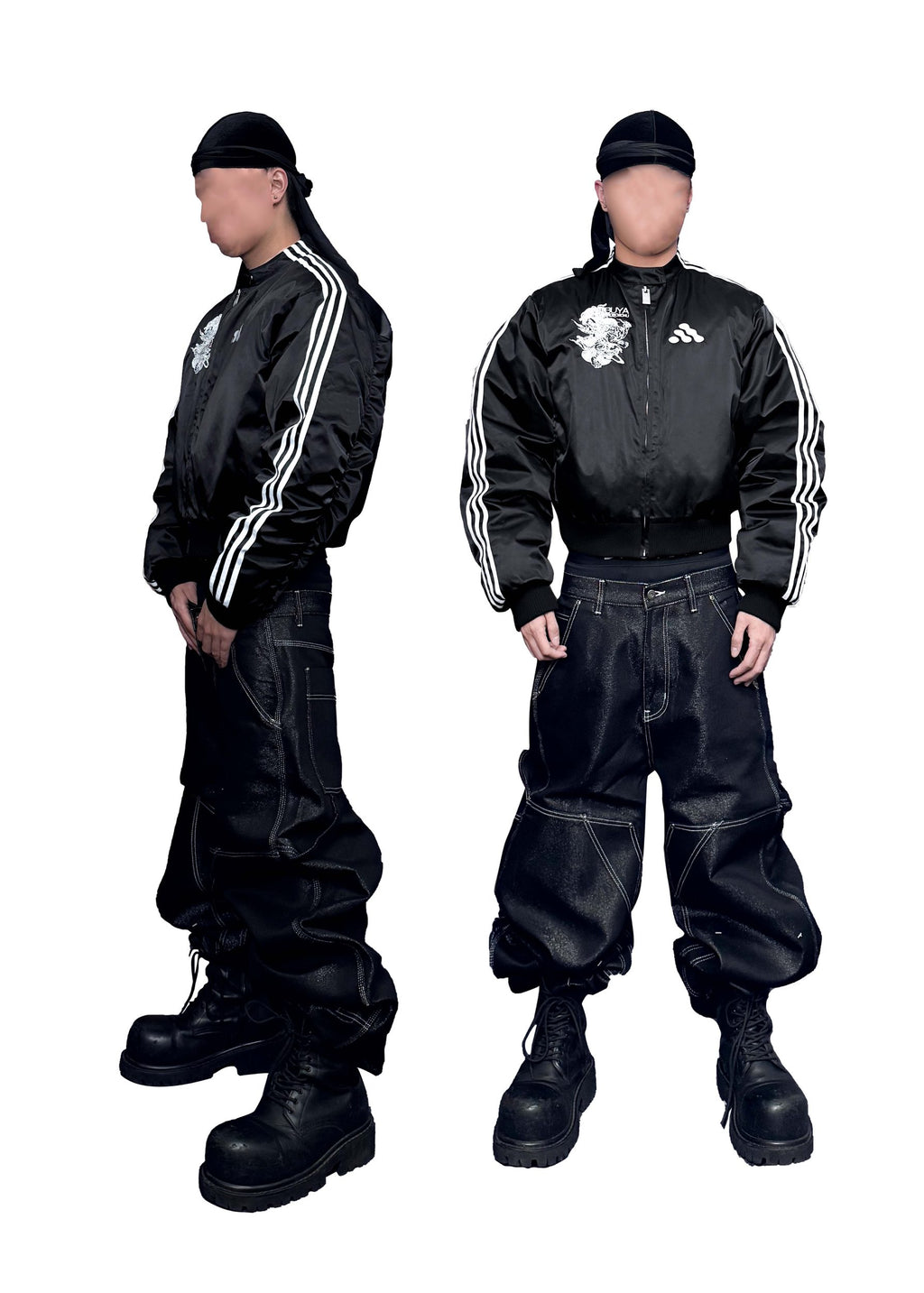 *RYE CHASIN「喧嘩上等」"THE HARDEST HITTER" SATIN 3X STRIPE YOKOSUKA PUFFER BOMBER