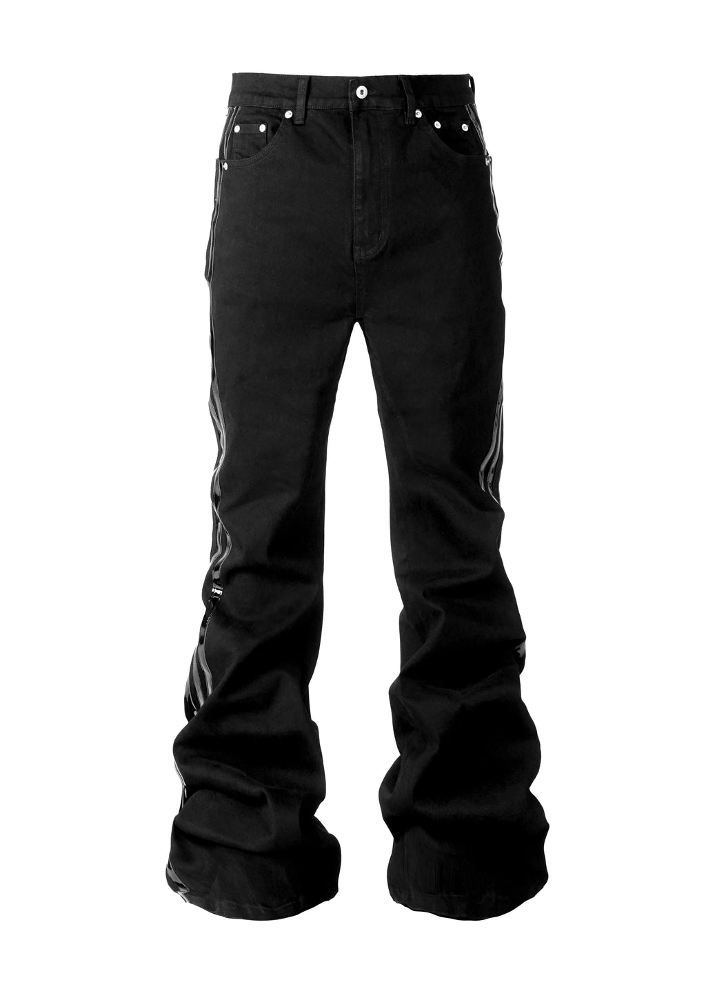 *RYE CHASIN PATENT LEATHER STRIPE BOOTCUT DENIM