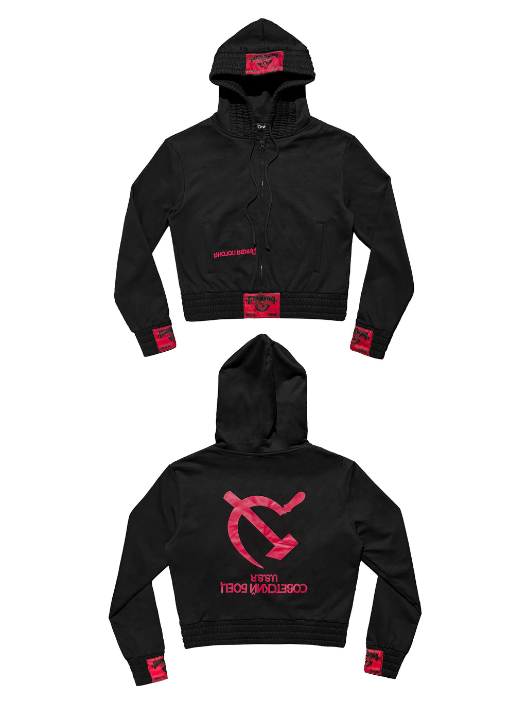 *RYE CHASIN REPUBLIC BOXER SOVIET DECONSTRUCTED SLIM-FIT ZIP-UP HOODIE