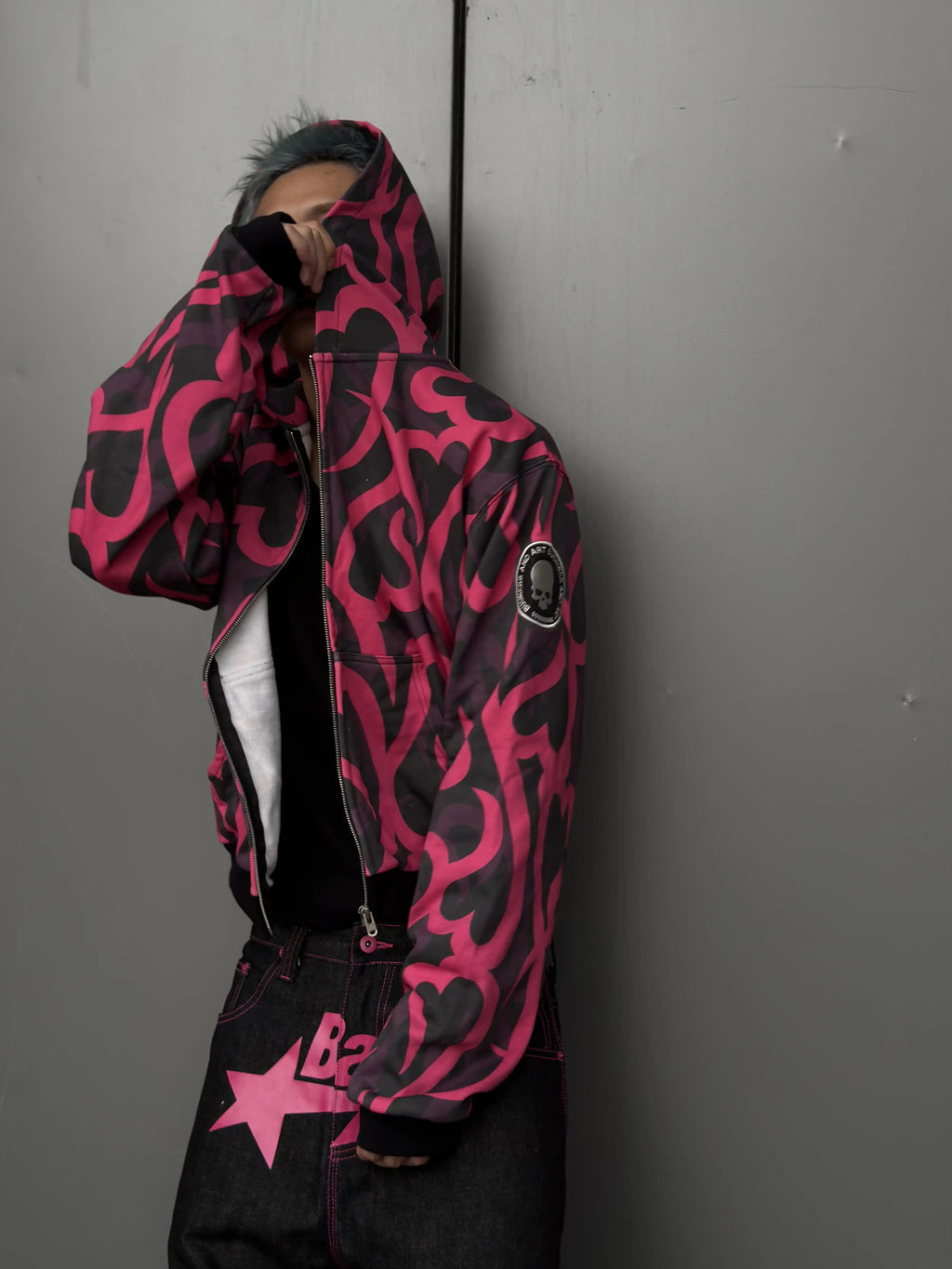 *RYE CHASIN PINK THORN CAMO NUMBER (N)INE BOOTLEG SLIM-FIT HOODIE