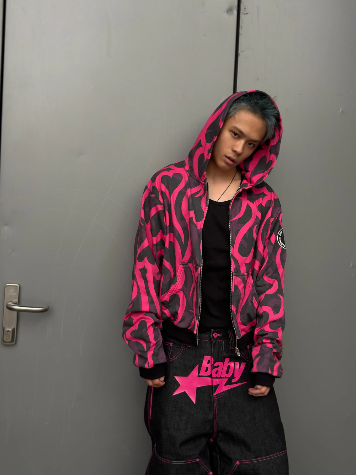*RYE CHASIN PINK THORN CAMO NUMBER (N)INE BOOTLEG SLIM-FIT HOODIE