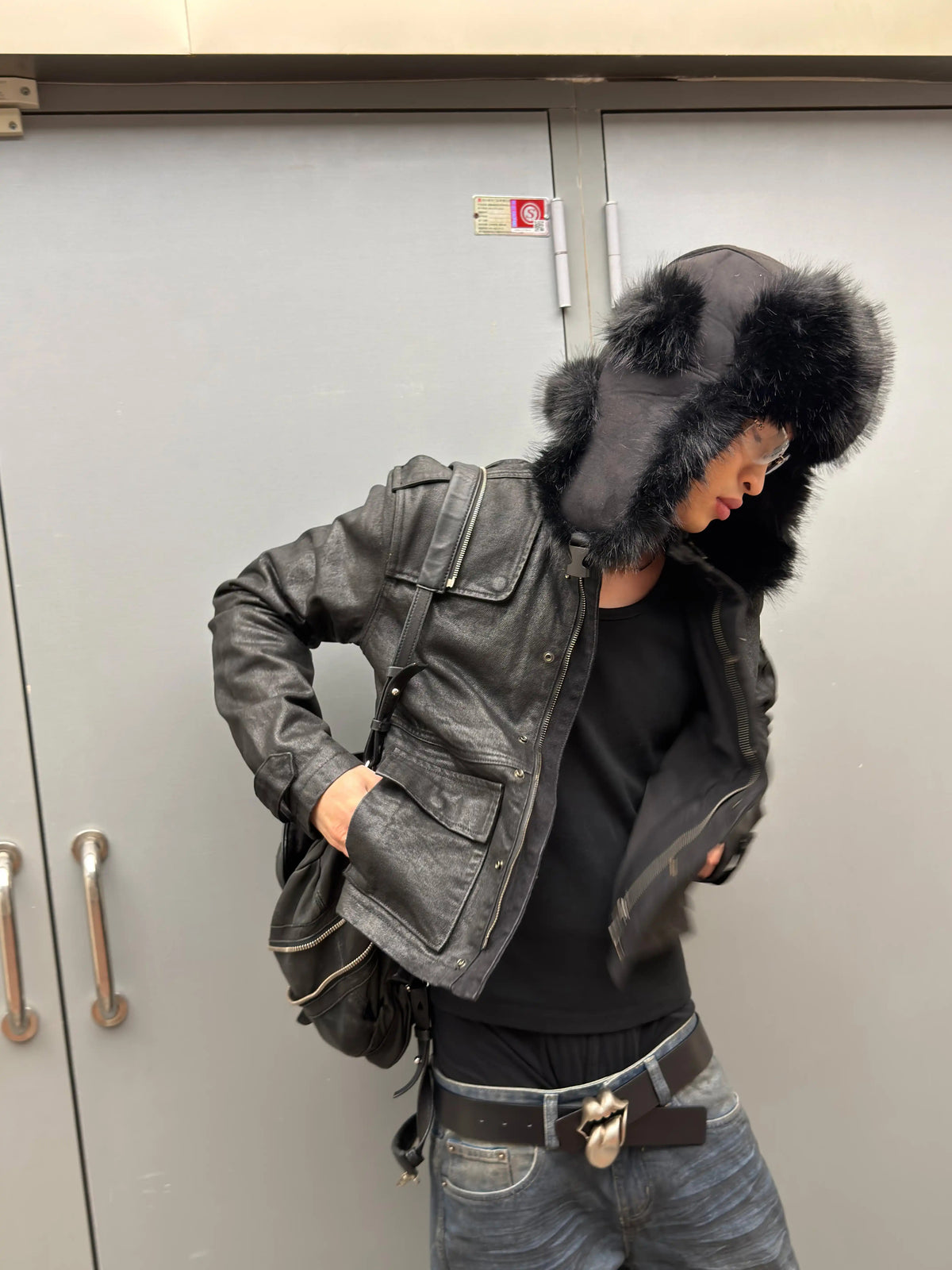 *RYE CHASIN NYFW RUNWAY COLLECTION .S. ARMY M65 VINTAGE REWORKED WAXED DENIM JACKET