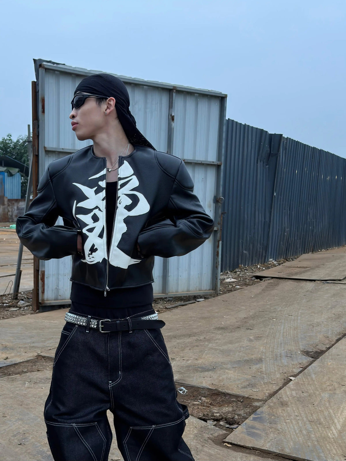 *RYE CHASIN NYFW RUNWAY COLLECTION "愛" ASIAN BOSOZOKU SLIM-FIT LEATHER RACING JACKET