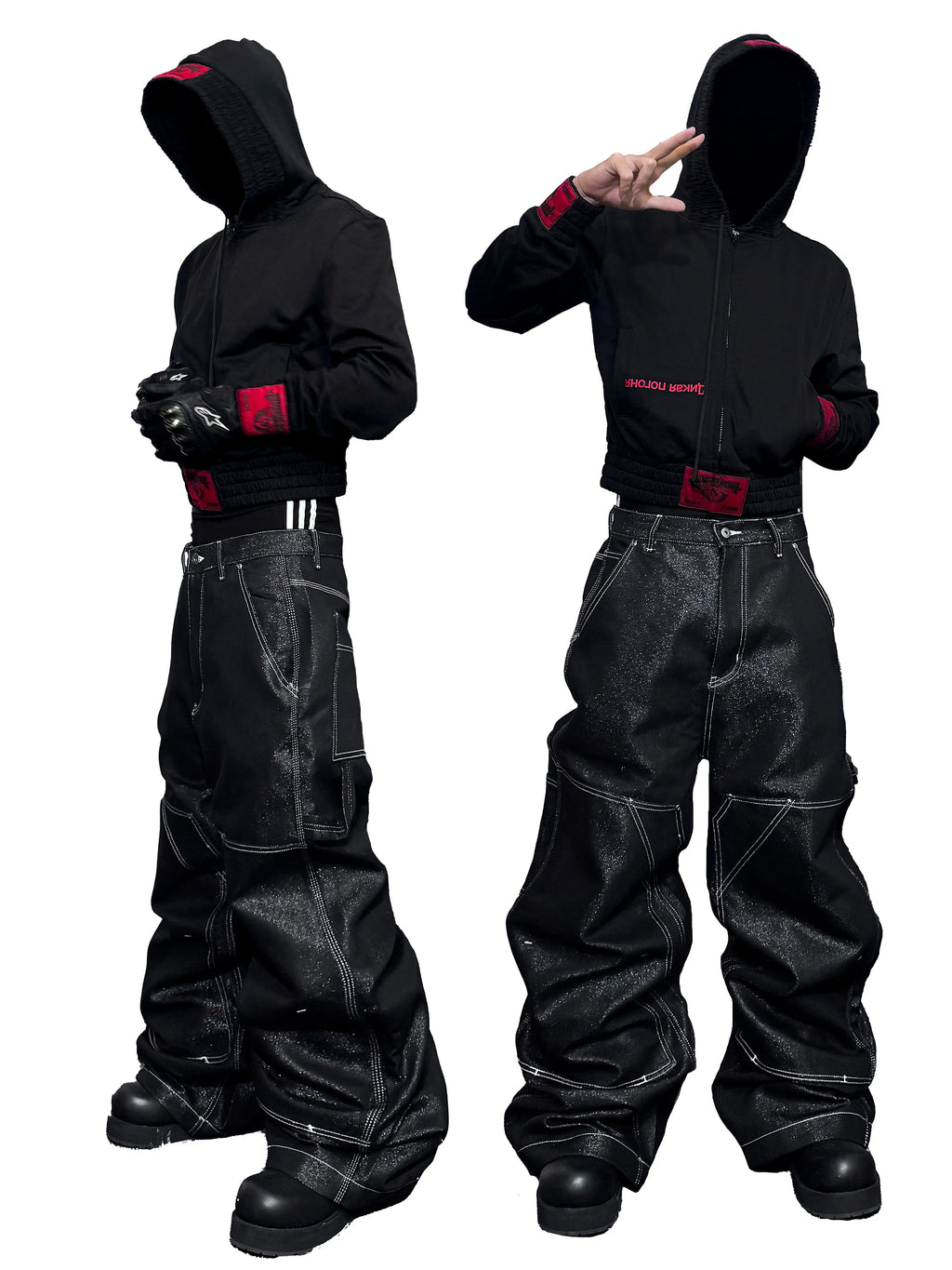 *RYE CHASIN REPUBLIC BOXER SOVIET DECONSTRUCTED SLIM-FIT ZIP-UP HOODIE