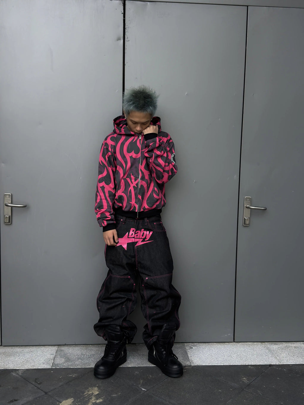 *RYE CHASIN PINK THORN CAMO NUMBER (N)INE BOOTLEG SLIM-FIT HOODIE