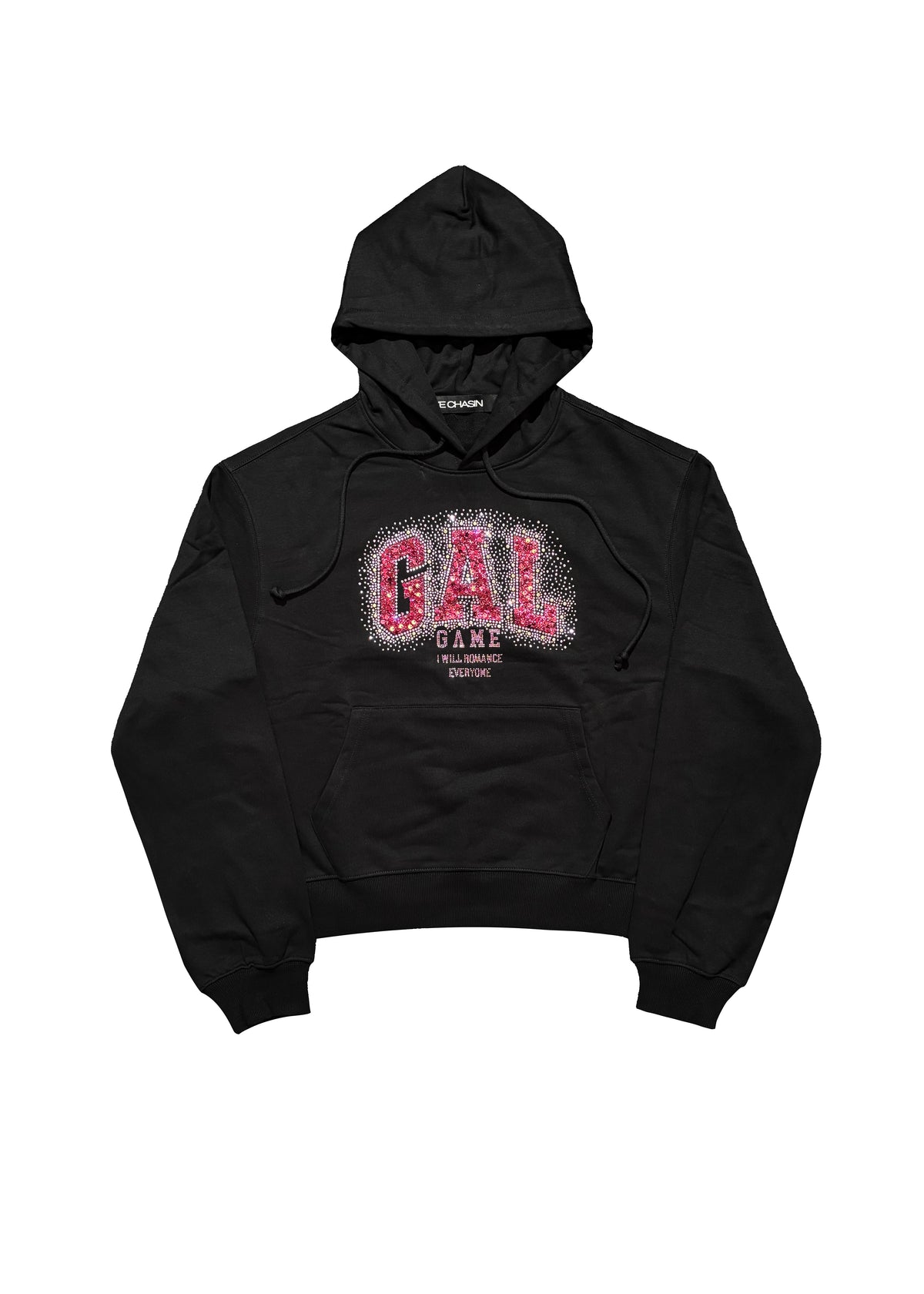 *RYE CHASIN GALGAME “ROMANCE EVERY GIRL” RHINESTONE OVERSIZED HOODIE