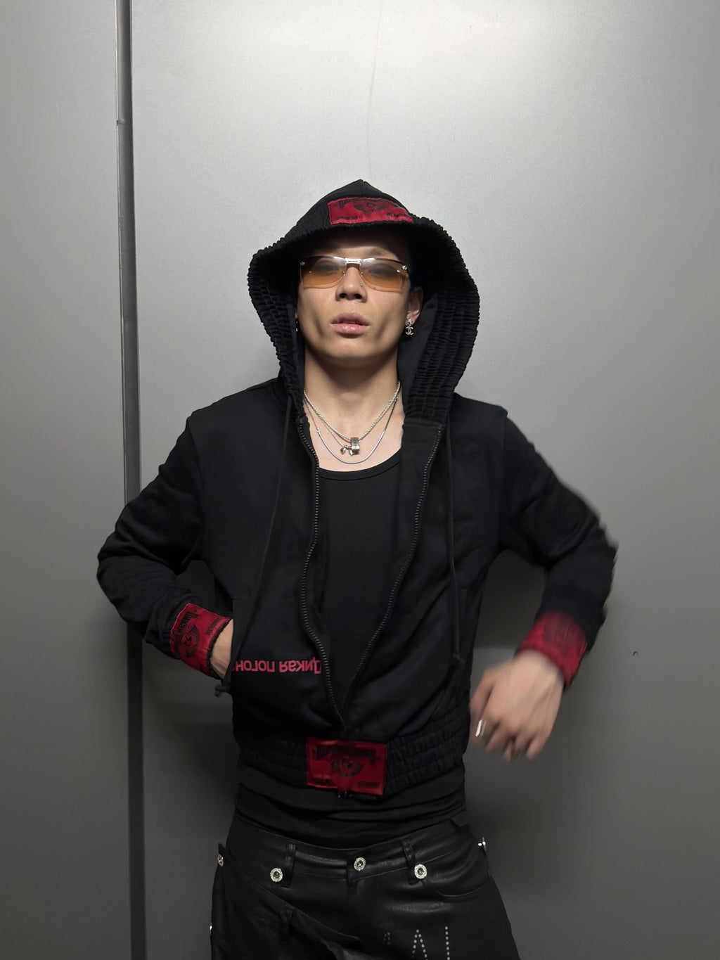 *RYE CHASIN REPUBLIC BOXER SOVIET DECONSTRUCTED SLIM-FIT ZIP-UP HOODIE