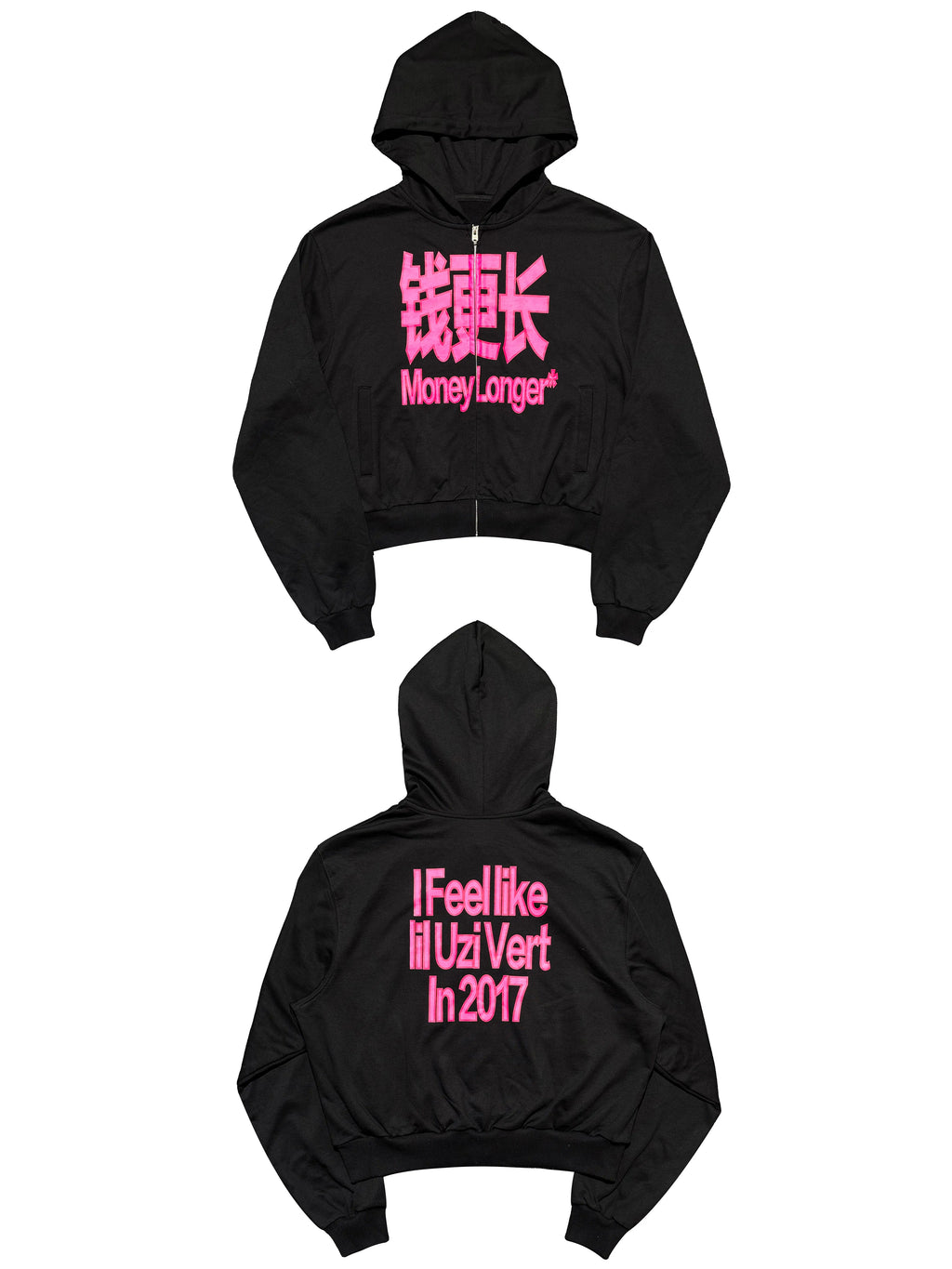 *RYE CHASIN "MONEY LONGER" /"FEEL LIKE UZI" ZIP UP HOODIE