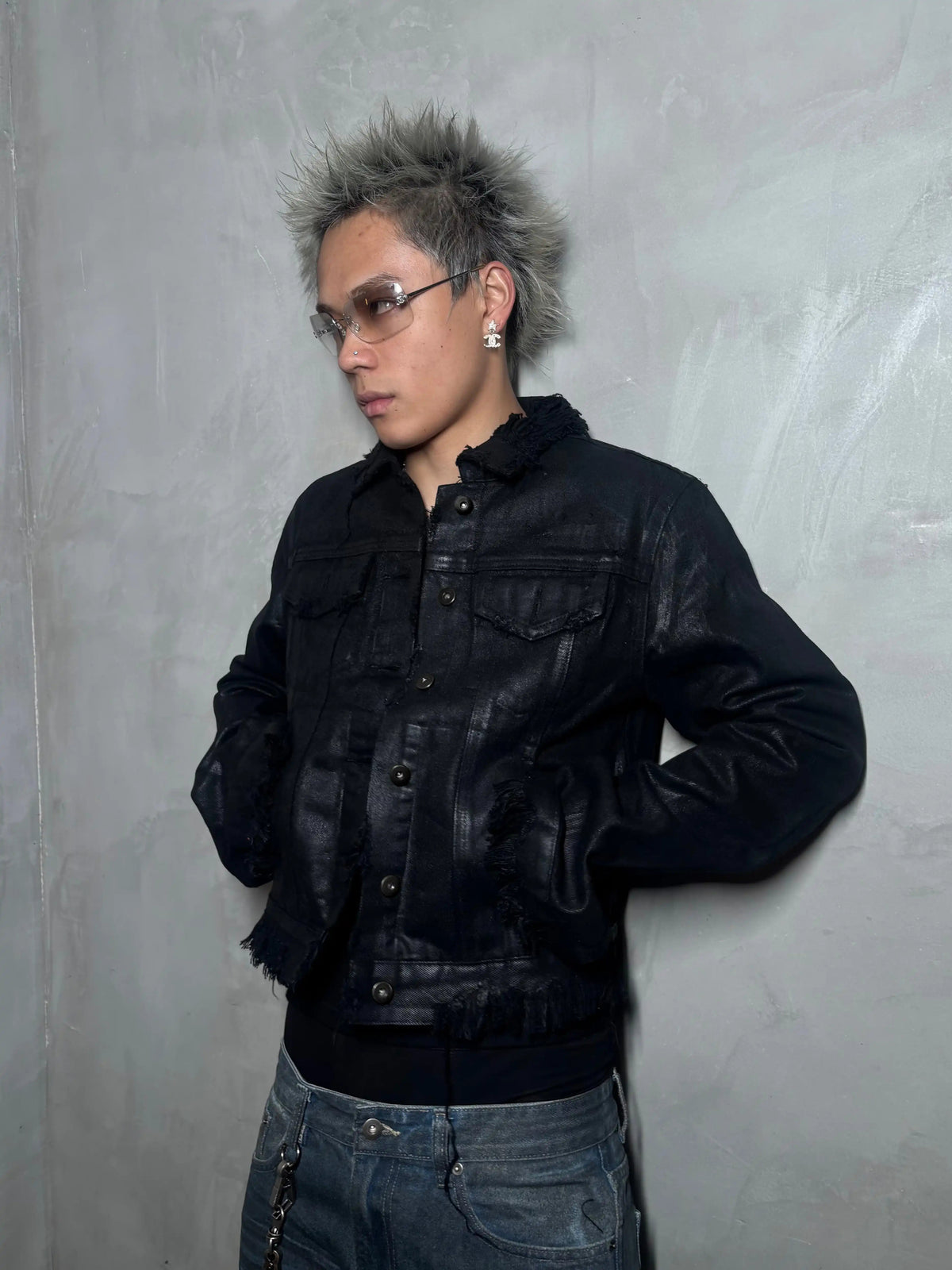 *RYE CHASIN ARCHIVE HAND-WAXED HEAVILY DISTRESSED DESTROYED DENIM JACKET