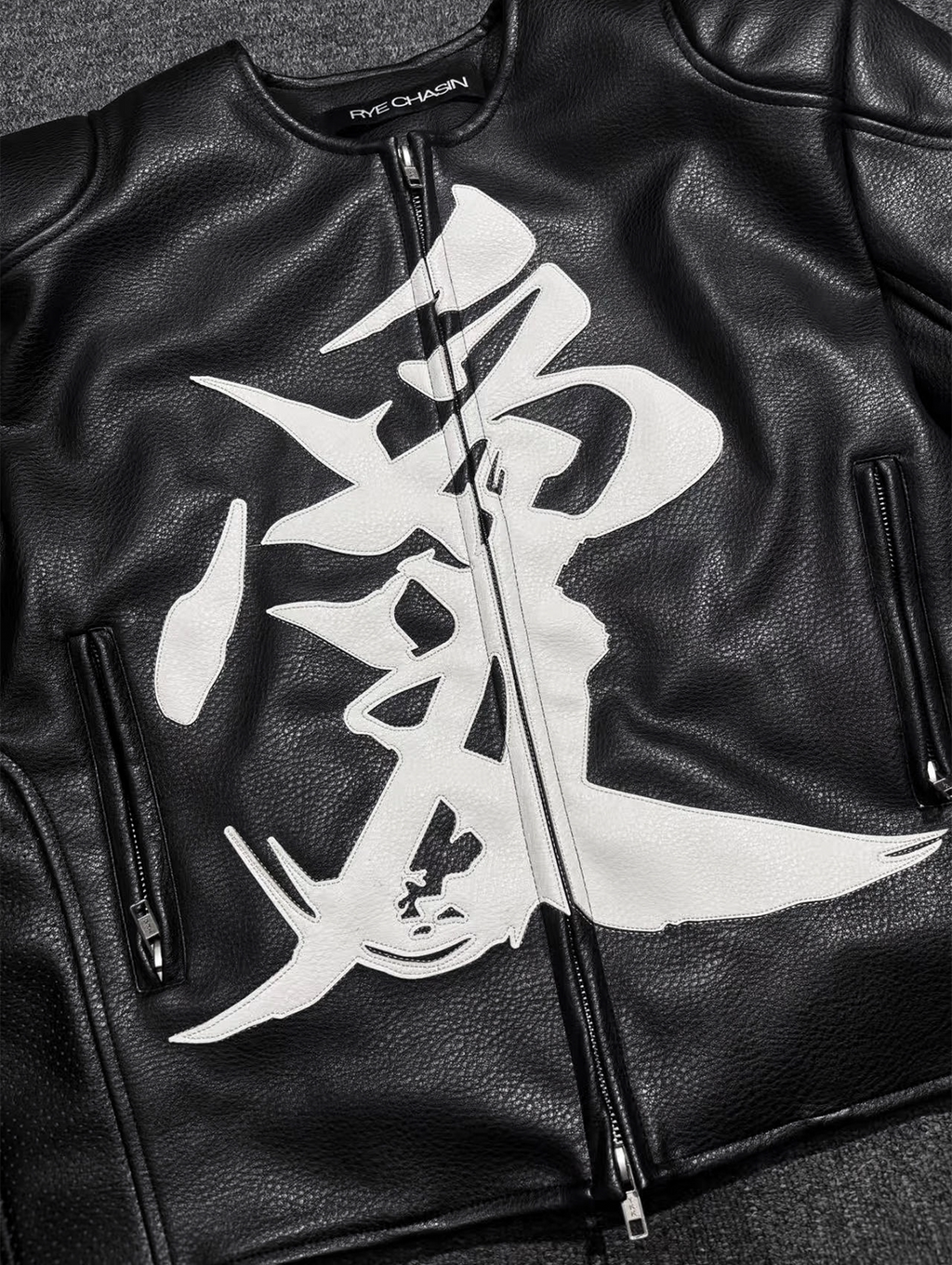 *RYE CHASIN NYFW RUNWAY COLLECTION "愛" ASIAN BOSOZOKU SLIM-FIT LEATHER RACING JACKET