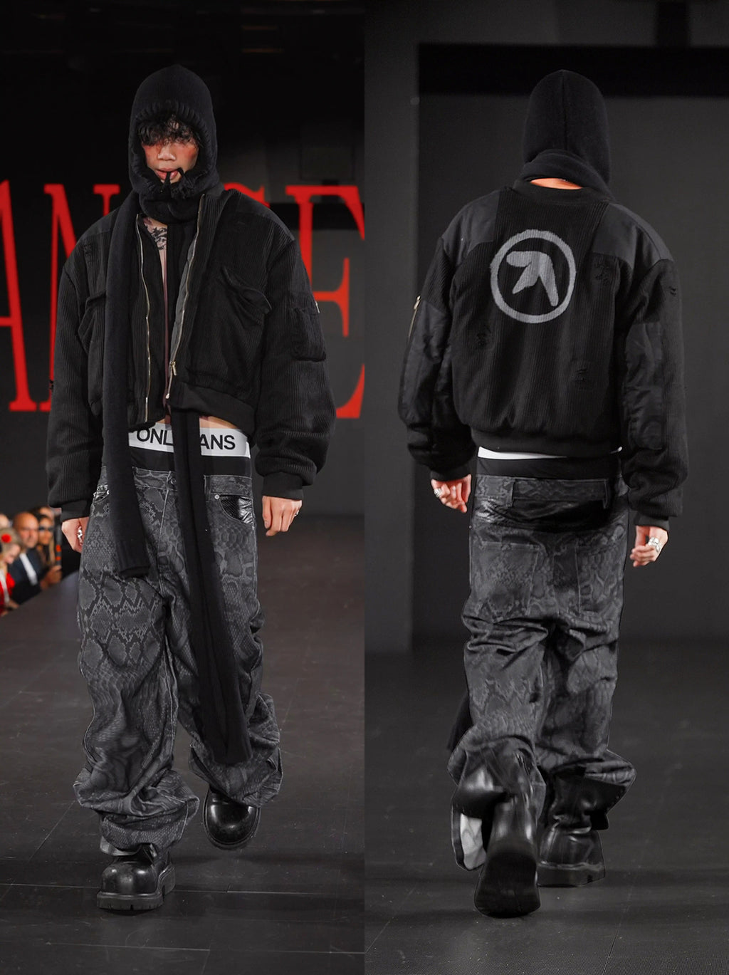 *RYE CHASIN NYFW DECONSTRUCTED SNAKESKIN DENIM JEANS