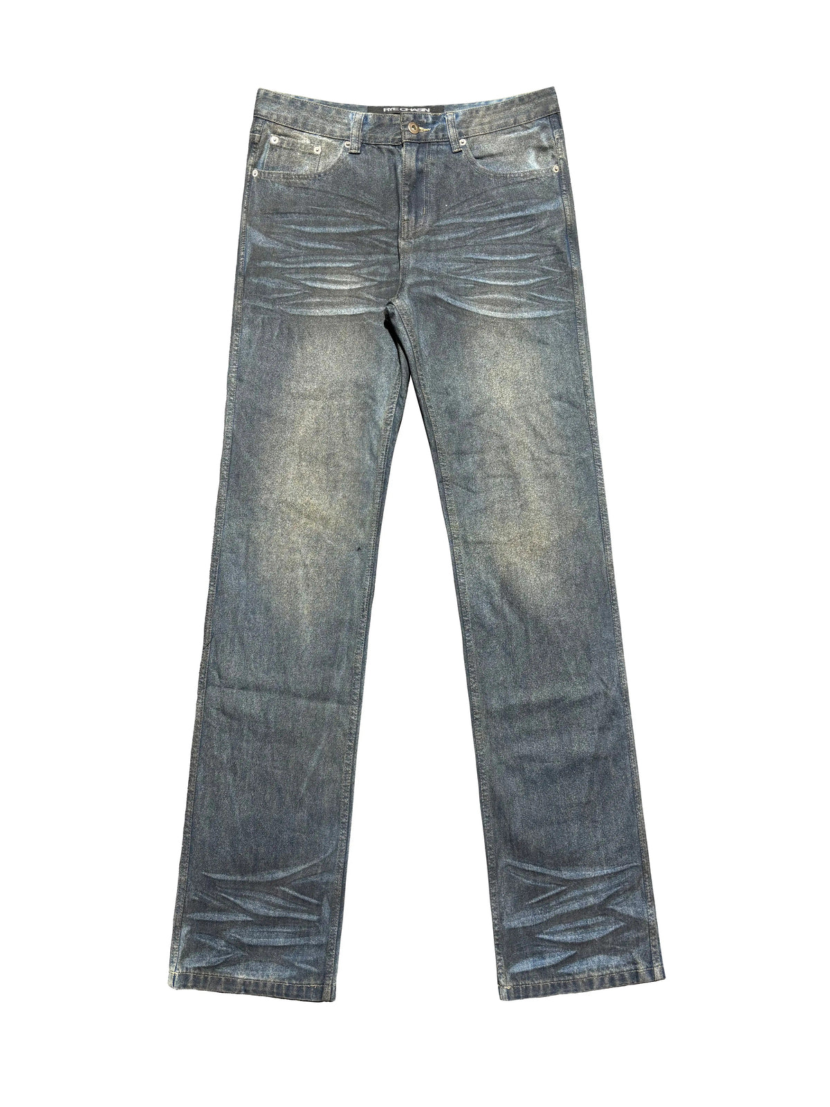 *RYE CHASIN NYFW DIRTY WASH 3D WHISKER SLIM STRAIGHT JEANS