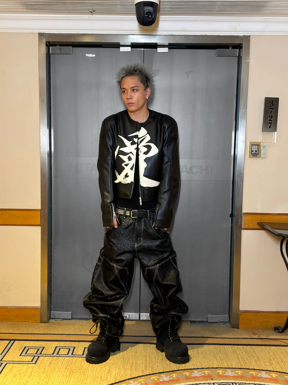 *RYE CHASIN NYFW RUNWAY COLLECTION "愛" ASIAN BOSOZOKU SLIM-FIT LEATHER RACING JACKET