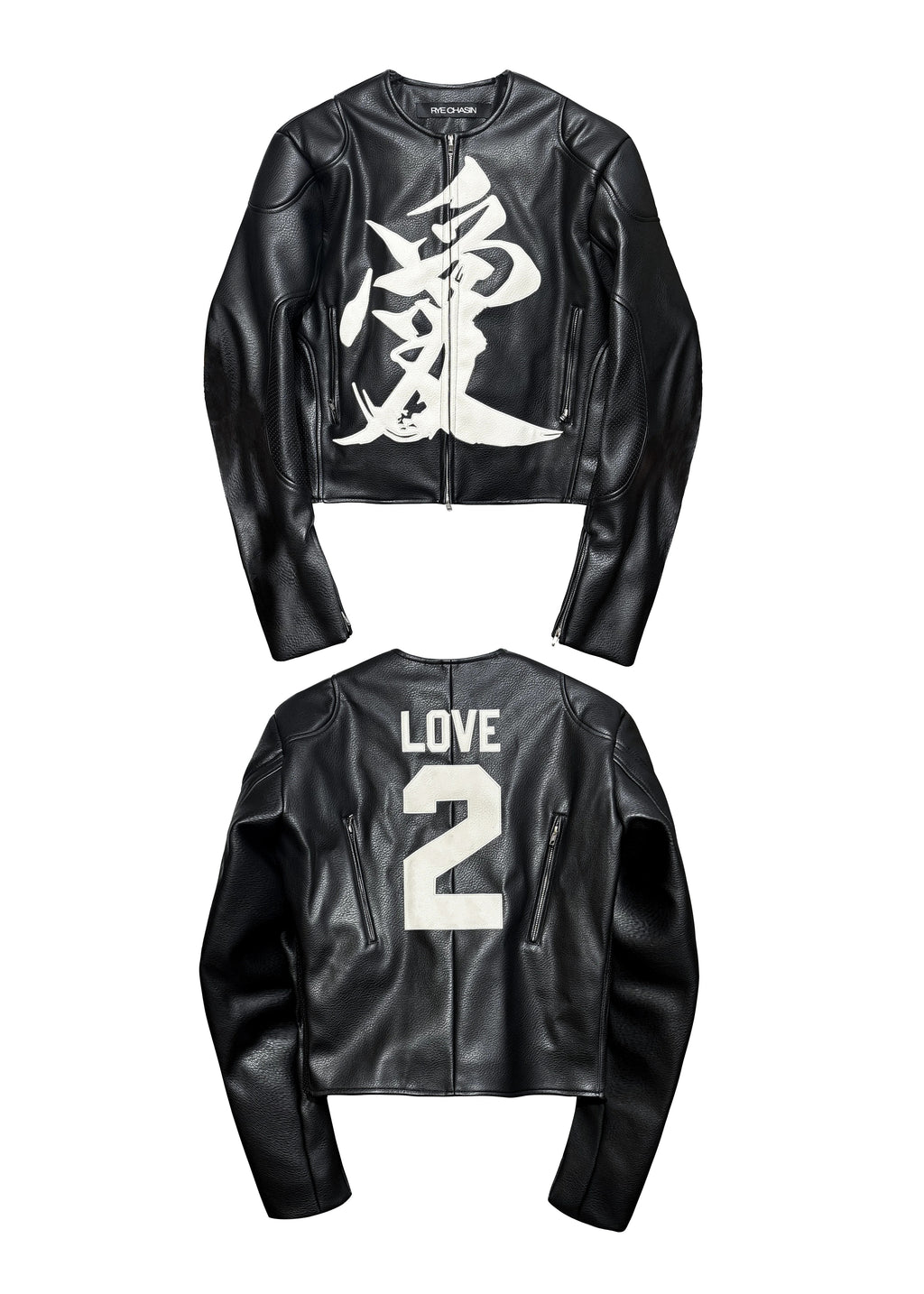 *RYE CHASIN NYFW RUNWAY COLLECTION "愛" ASIAN BOSOZOKU SLIM-FIT LEATHER RACING JACKET