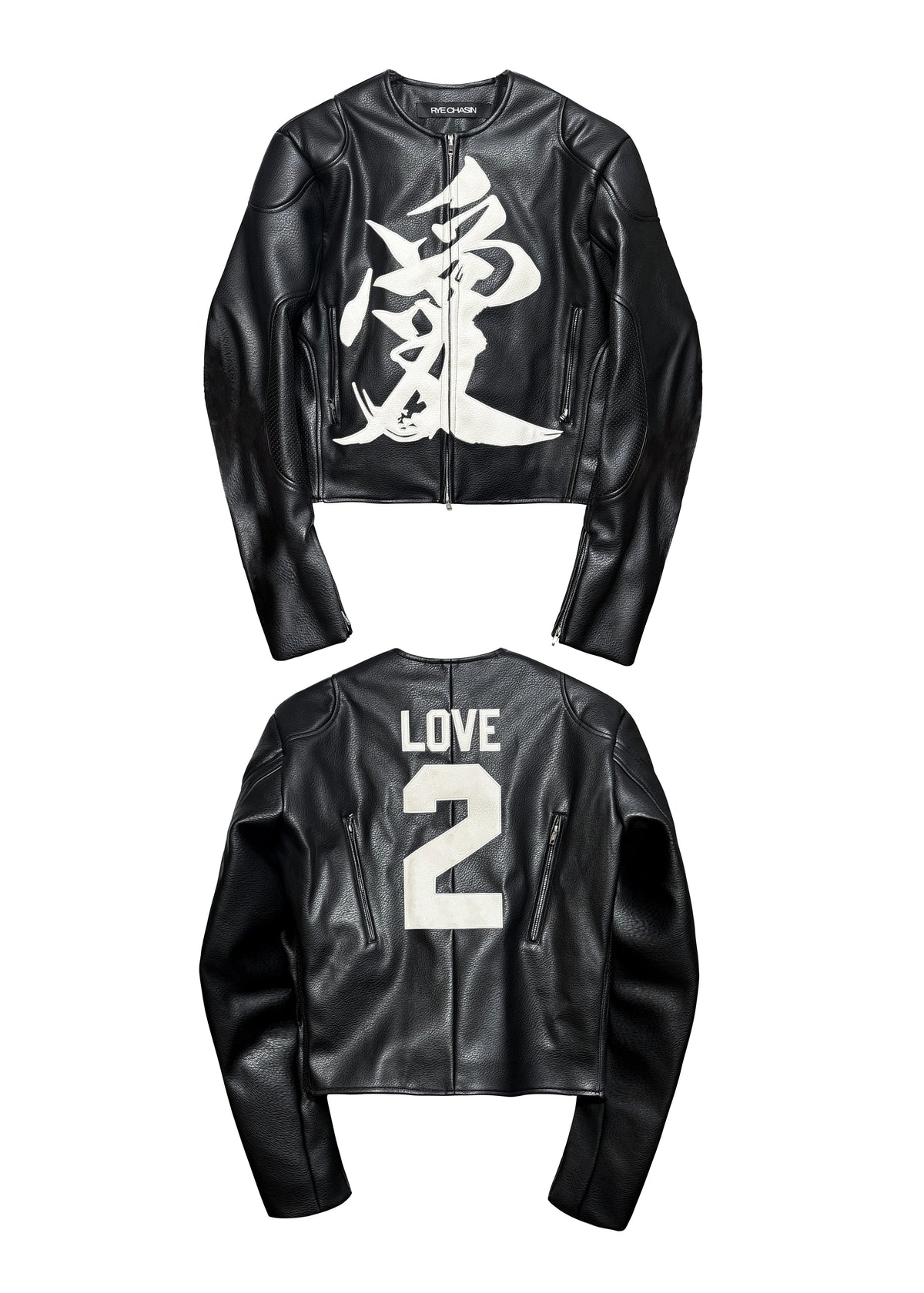 *RYE CHASIN NYFW RUNWAY COLLECTION "愛" ASIAN BOSOZOKU SLIM-FIT LEATHER RACING JACKET