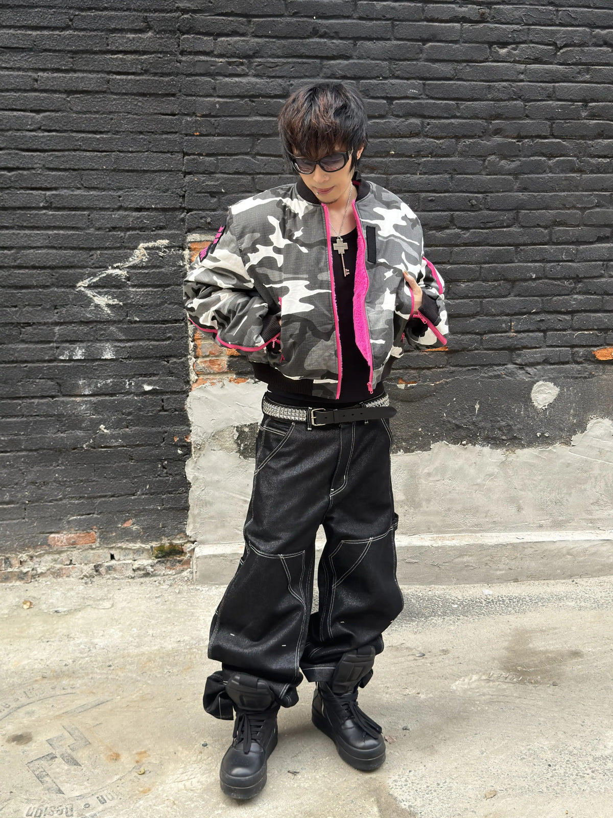 *RYE CHASIN NYFW “LOVED” PINK FUR CAMO BOMBER