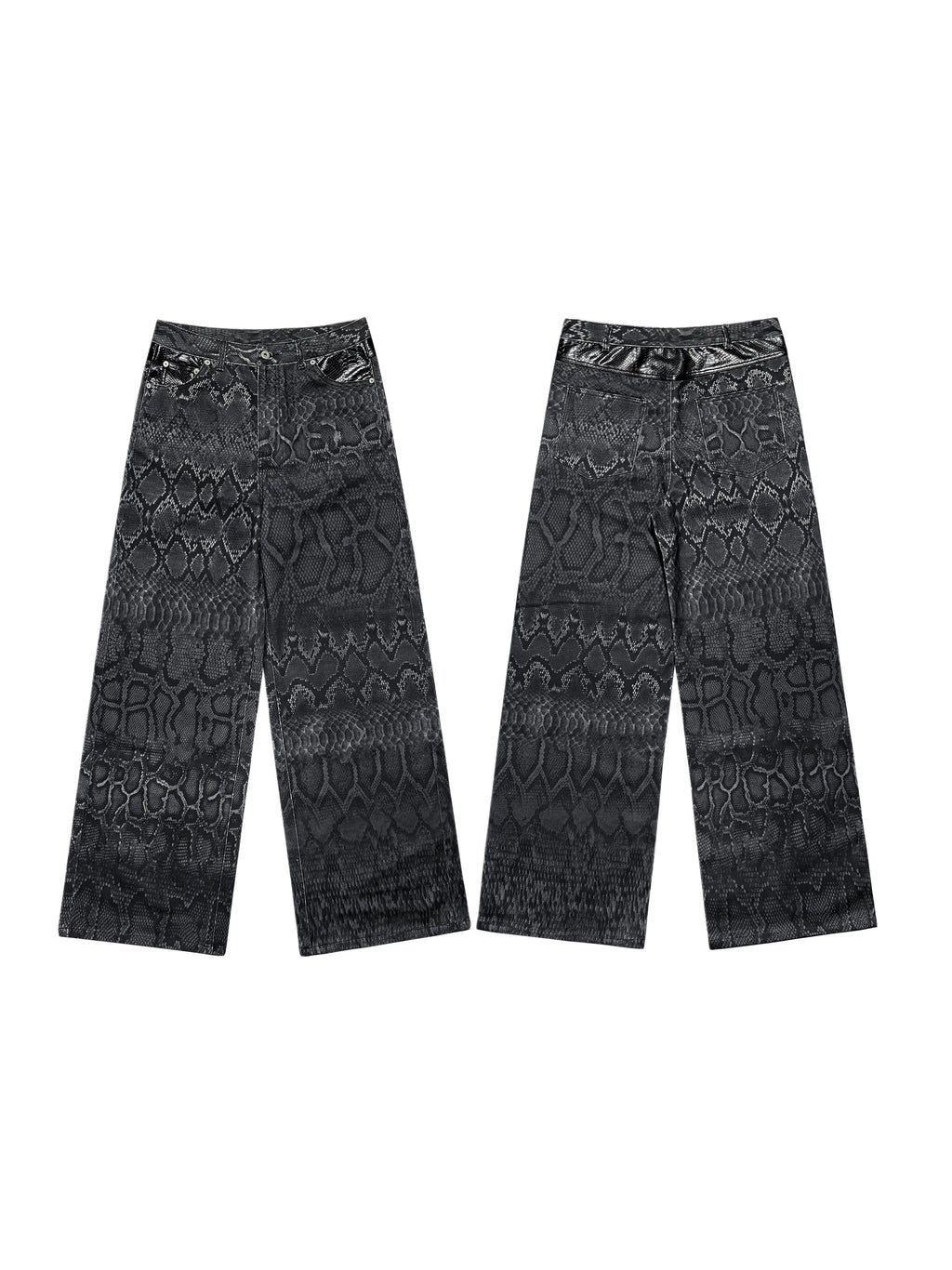 *RYE CHASIN NYFW DECONSTRUCTED SNAKESKIN DENIM JEANS