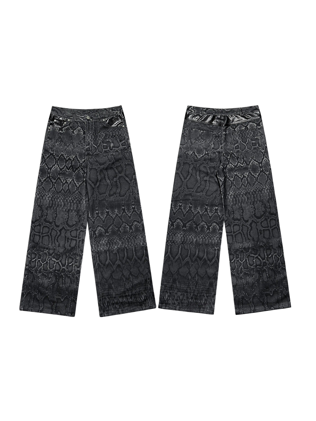 *RYE CHASIN NYFW DECONSTRUCTED SNAKESKIN DENIM JEANS