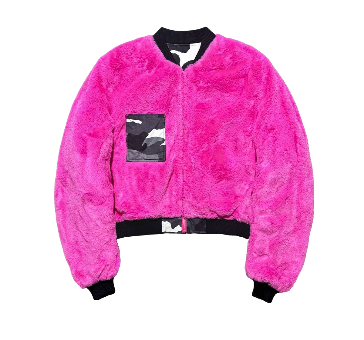 *RYE CHASIN NYFW “LOVED” PINK FUR CAMO BOMBER