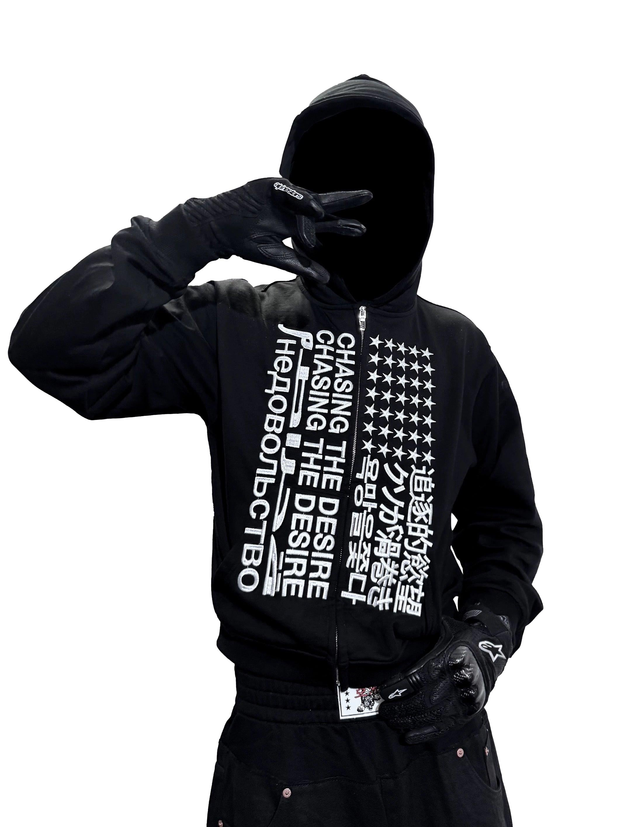 *RYECHASIN "追逐的慾望" "CHASIN THE DESIRE" ZIP-UP HOODIE BLCK