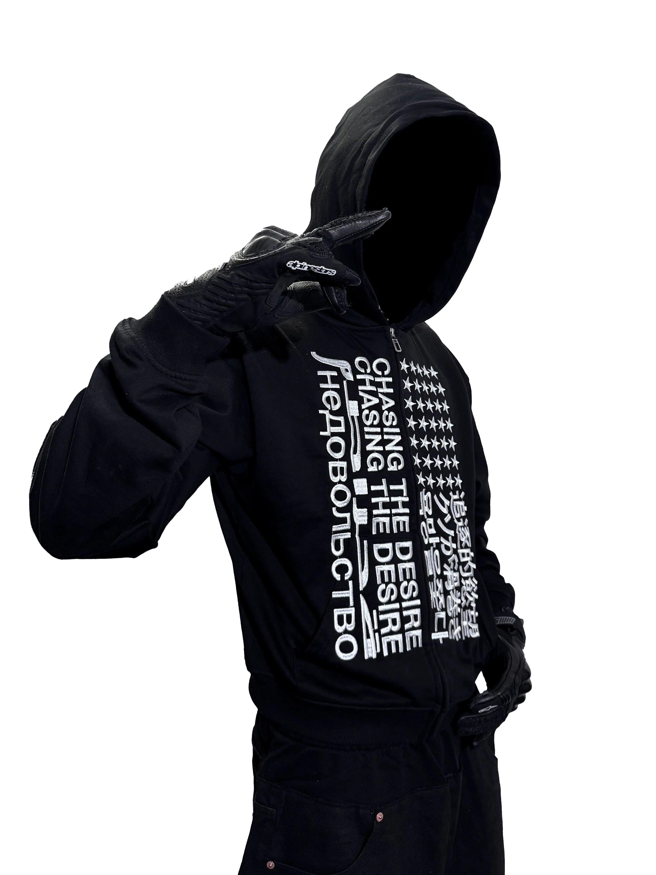 *RYECHASIN "追逐的慾望" "CHASIN THE DESIRE" ZIP-UP HOODIE BLCK
