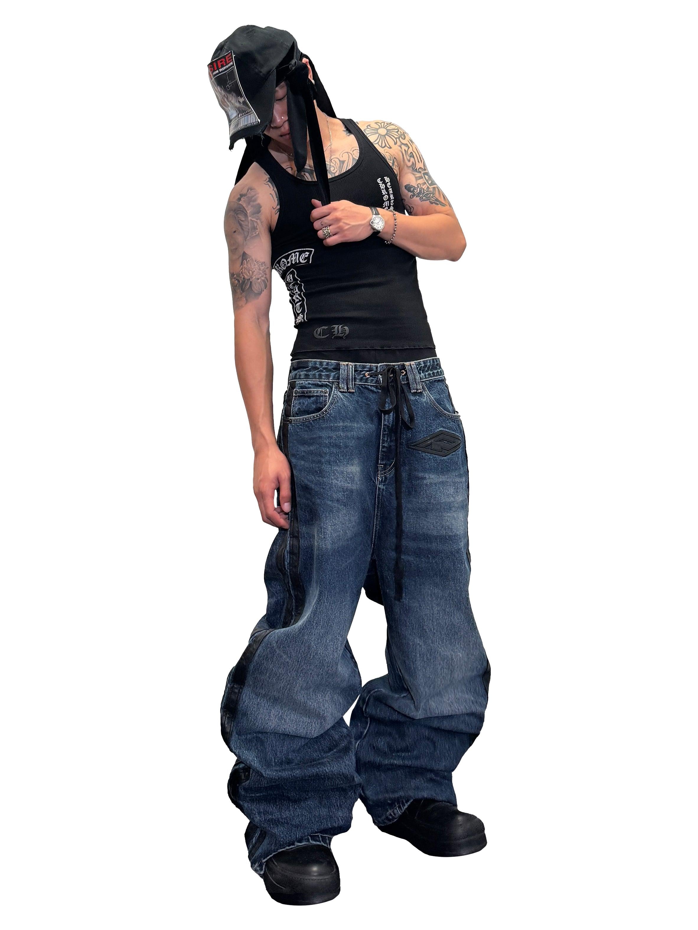 *RYECHASIN *UmbroRemake *Y2K Retro Stripe Straight-Leg Jean