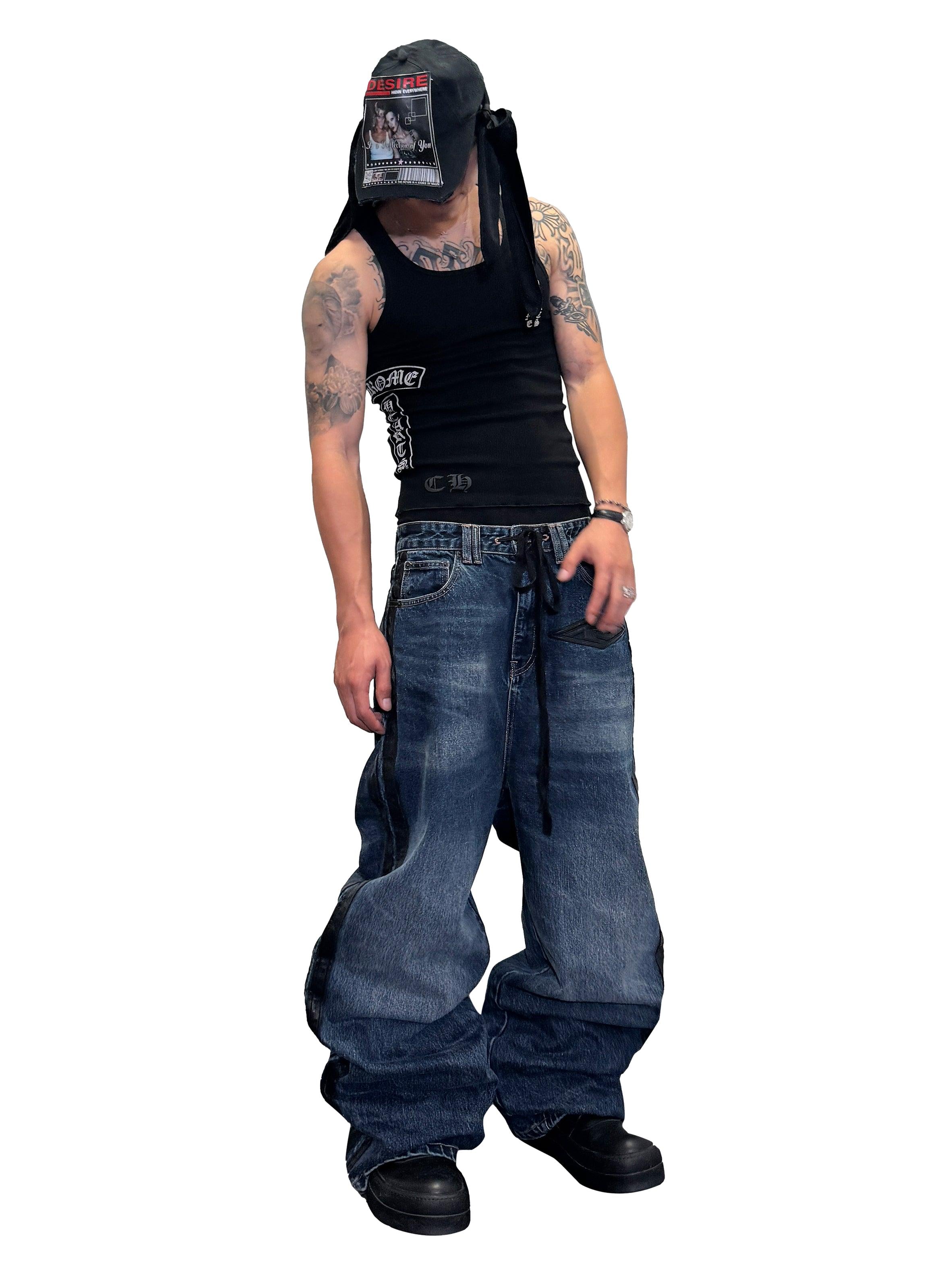 *RYECHASIN *UmbroRemake *Y2K Retro Stripe Straight-Leg Jean