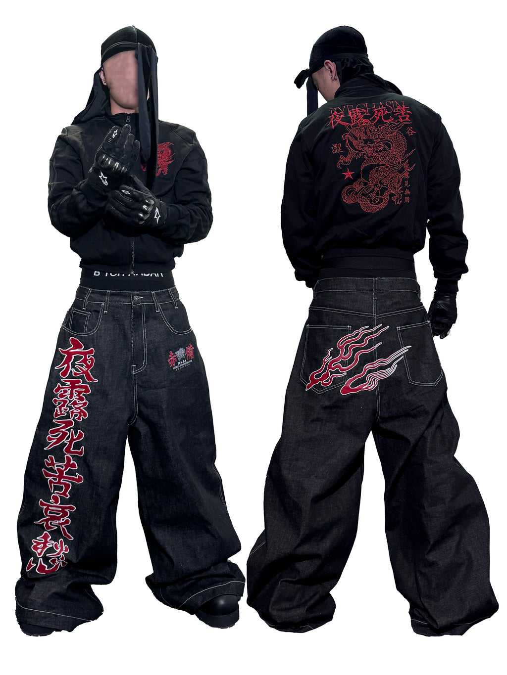 *RYE CHASIN “夜露死苦哀愁”Bosozoku Raw Denim Jeans