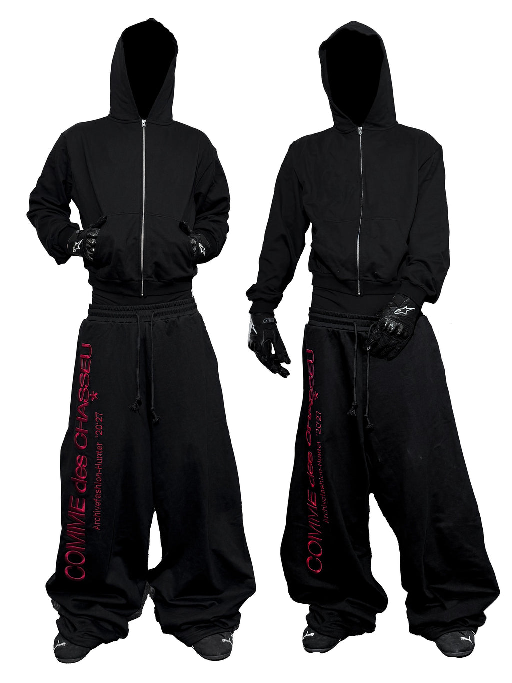 *RYE CHASIN *COMME des CHASSEU/Embroidered Loose-Fit Sweatpants