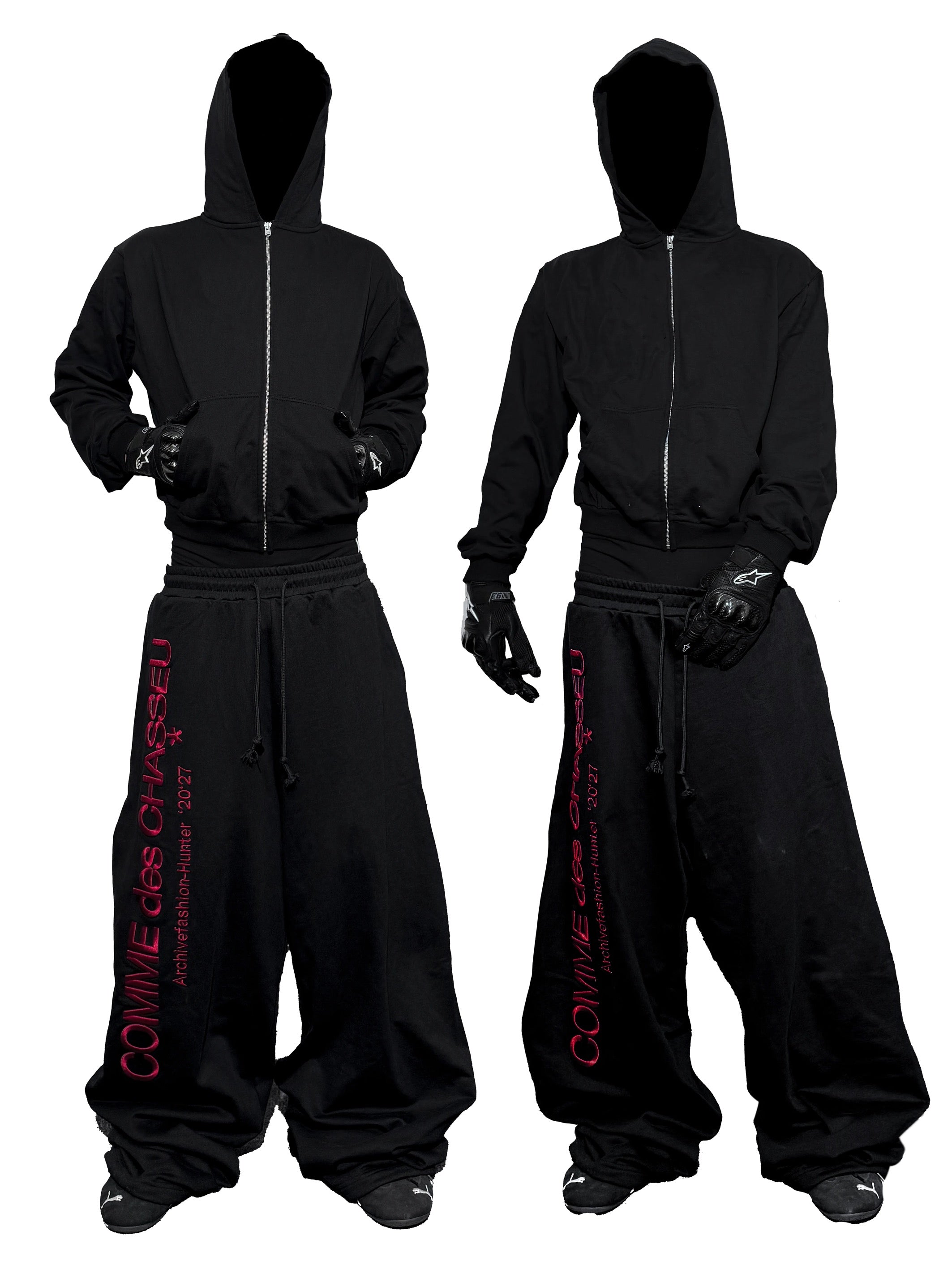 *RYE CHASIN *COMME des CHASSEU/Embroidered Loose-Fit Sweatpants