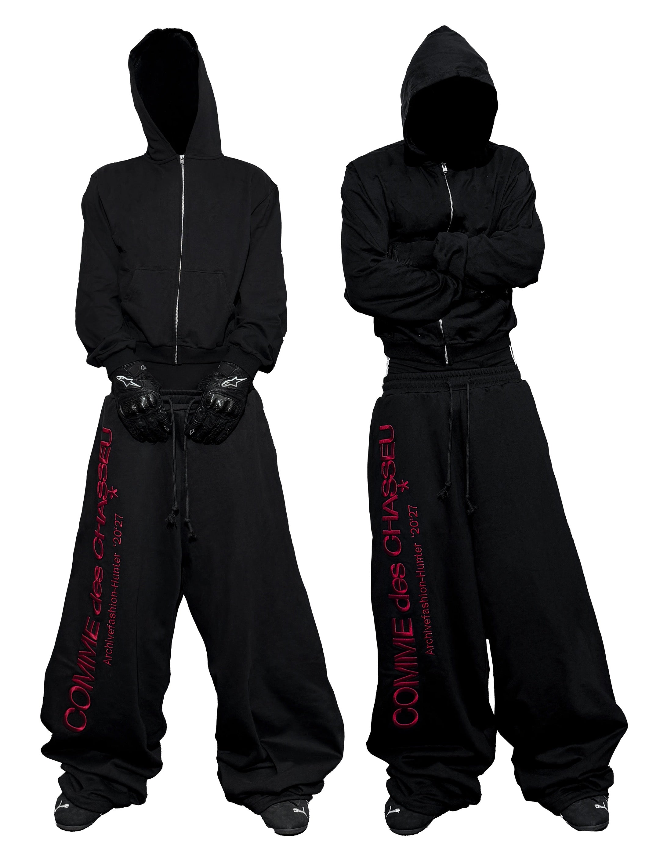 *RYE CHASIN *COMME des CHASSEU/Embroidered Loose-Fit Sweatpants