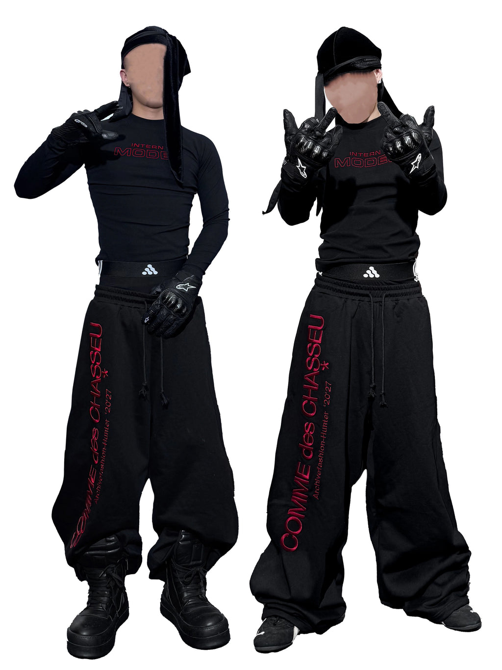 *RYE CHASIN *COMME des CHASSEU/Embroidered Loose-Fit Sweatpants