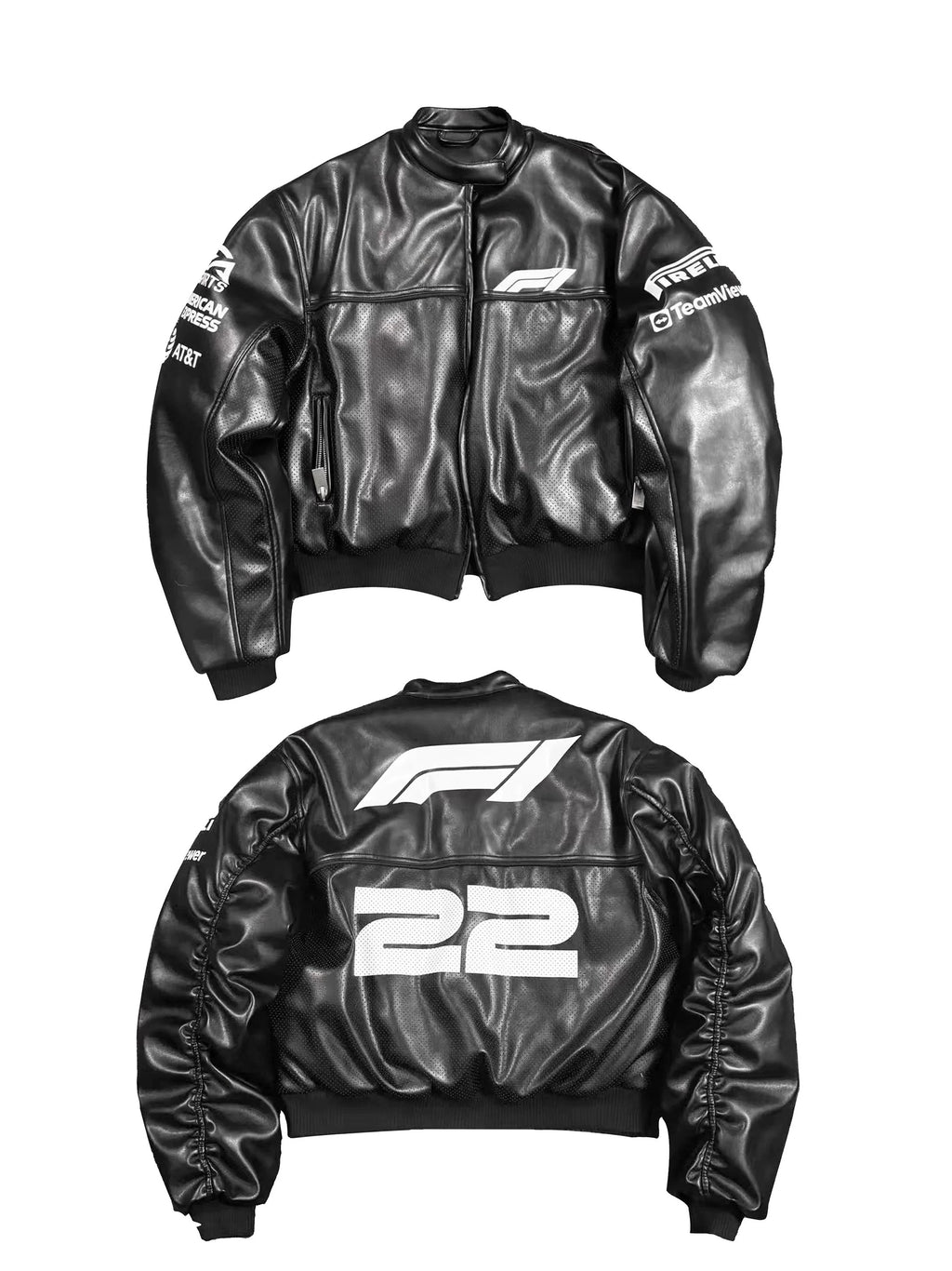 *RYE CHASIN F1 Racing Bomber Jacket MA-1 Thick Padded Tech Leather for Fall/Winter