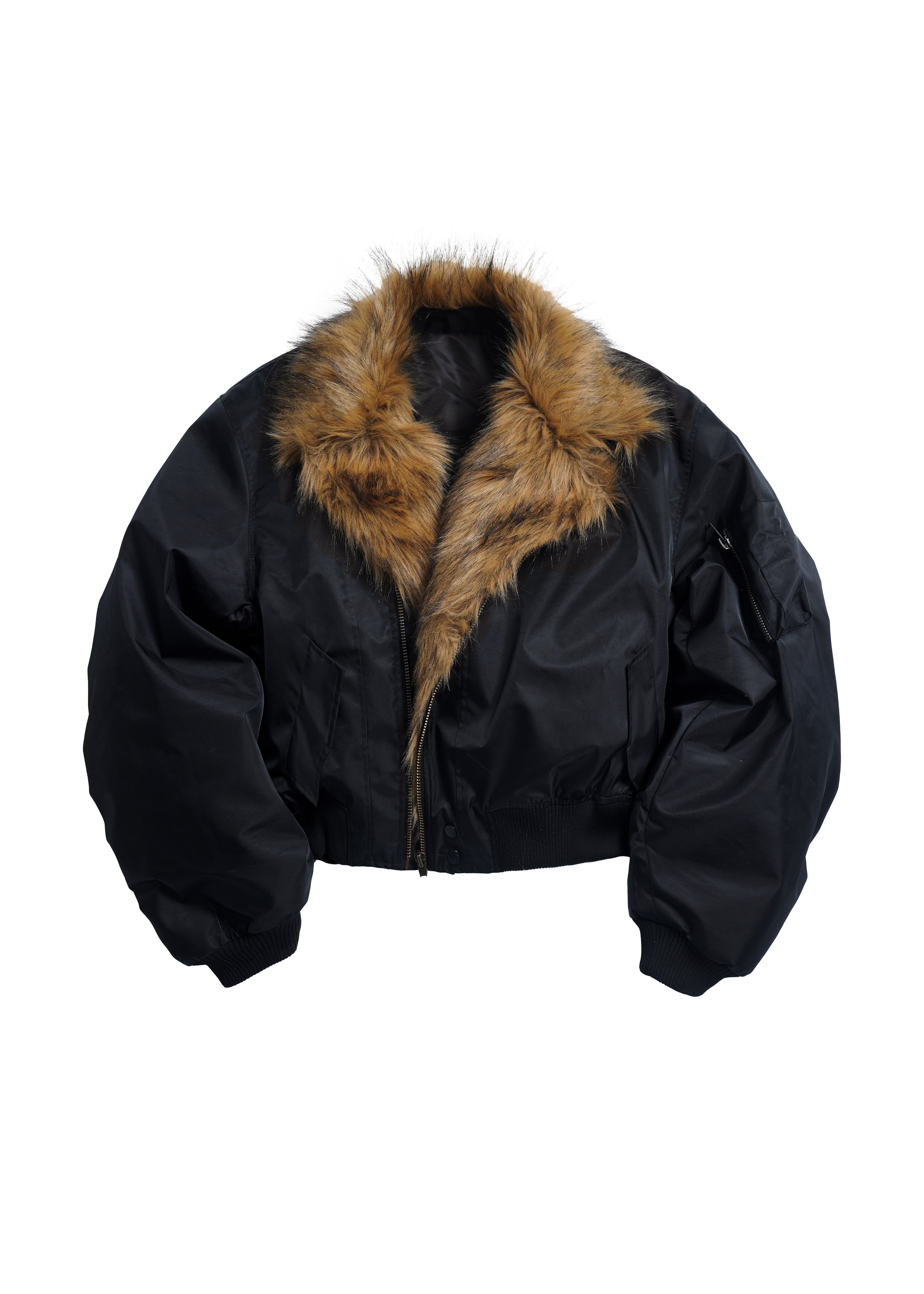 *RYE CHASIN *FUR-LINED AVIATOR PADDED BOMBER JACKET