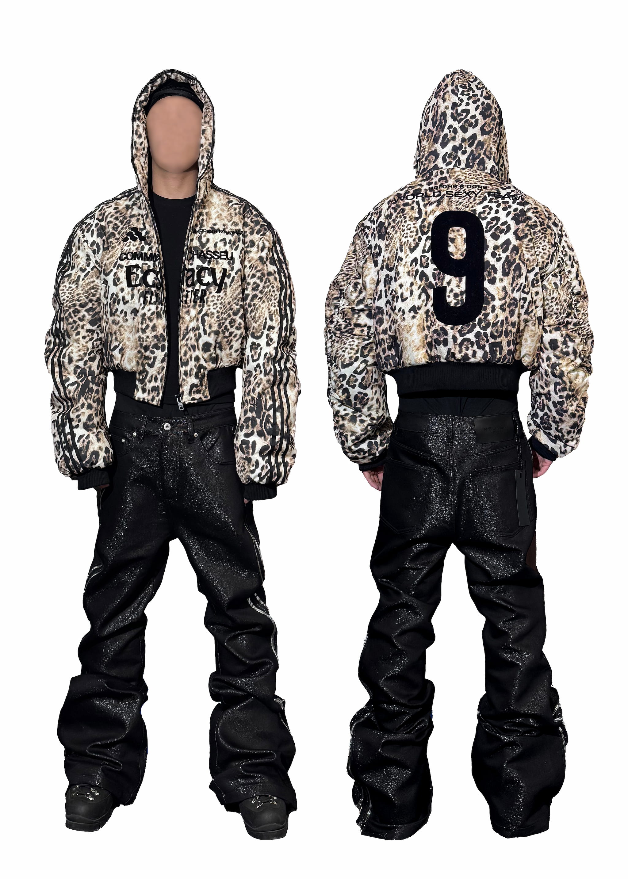 *RYE CHASIN MA-1 Leopard Jersey Hooded Bomber