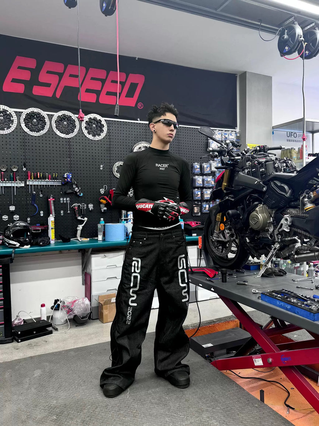 *RYE CHASIN *RACING BLACK JEANS RAW DENIM