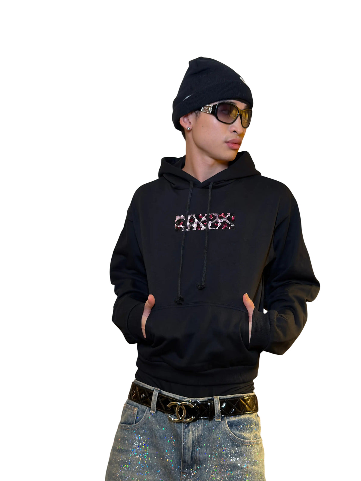 *RYE CHASIN BOX NO-LOGO CLASSIC RHINESTONE SLIM-FIT PULLOVER HOODIE